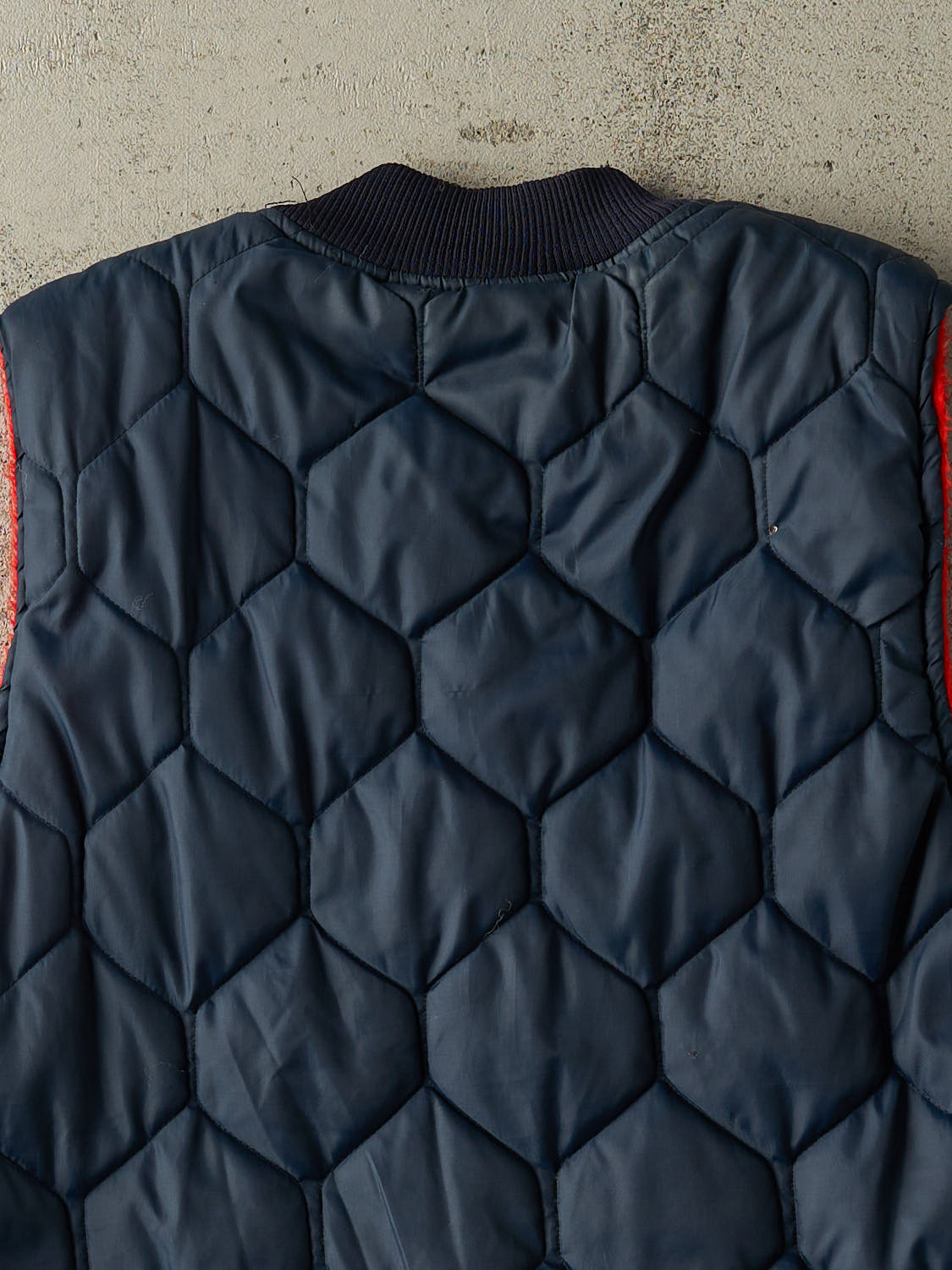 Vintage 70s Navy Blue Fleece Lined Work Vest (L)