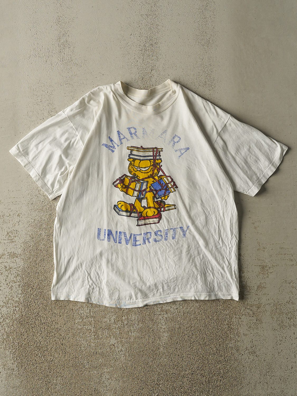Vintage 80s White Marmara University Garfield Tee (M/L)