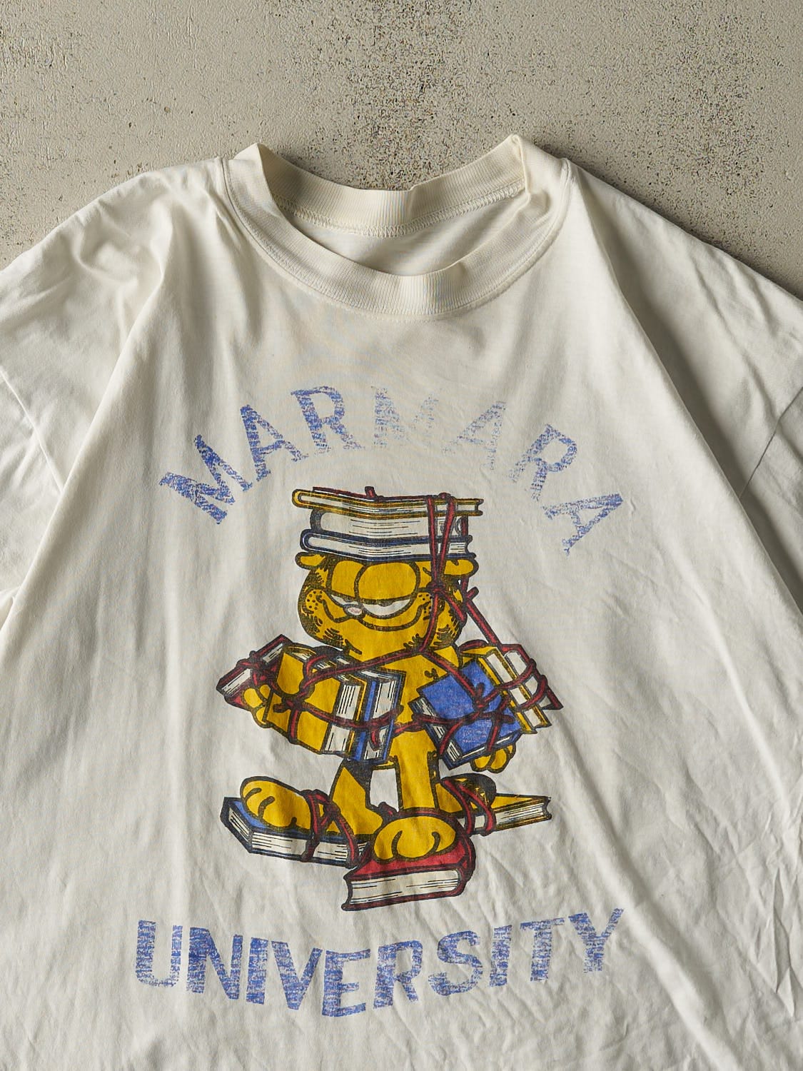 Vintage 80s White Marmara University Garfield Tee (M/L)