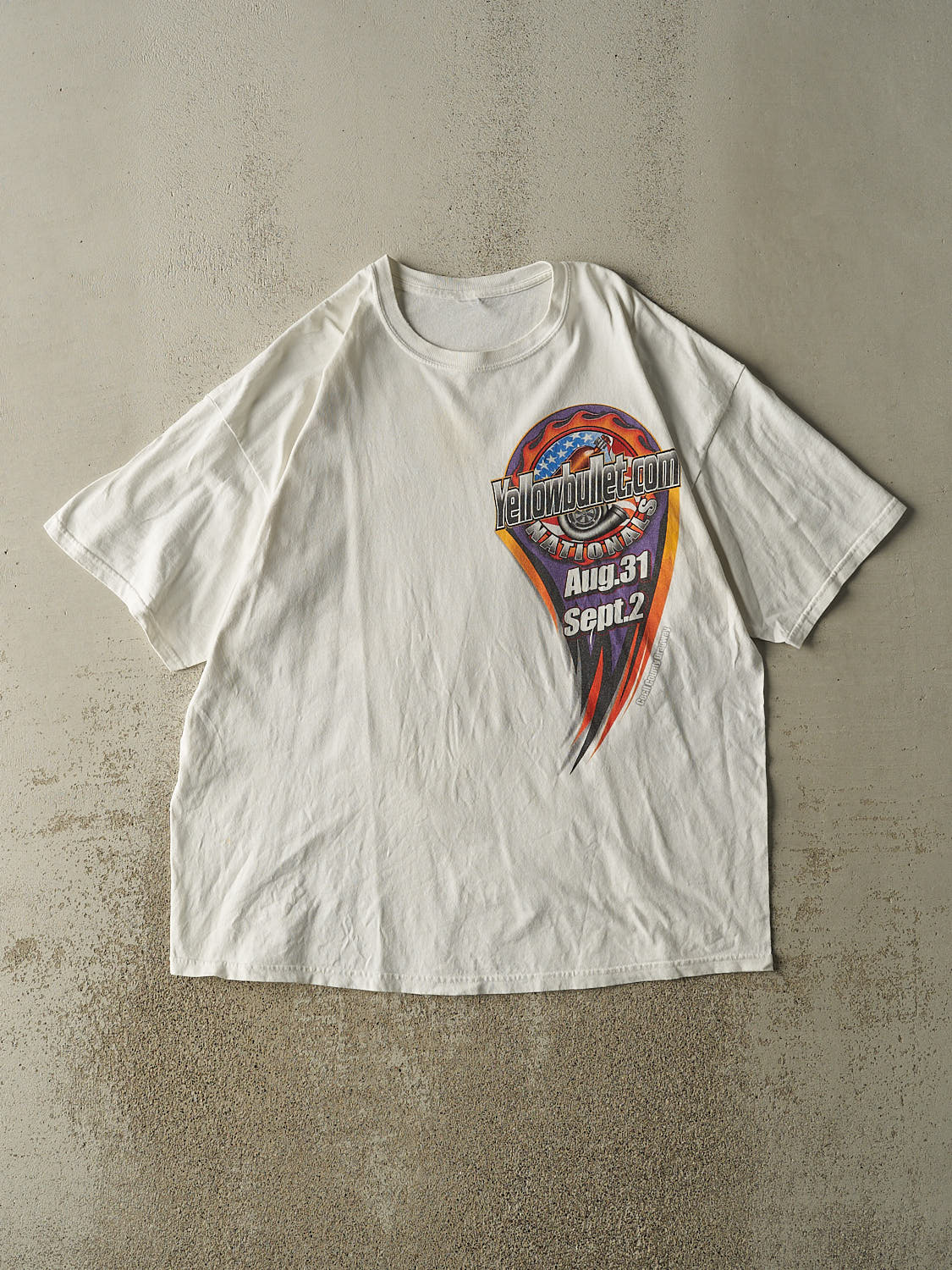 Vintage Y2K White Yellow Bullet Nationals Racing Tee (XL/XXL)