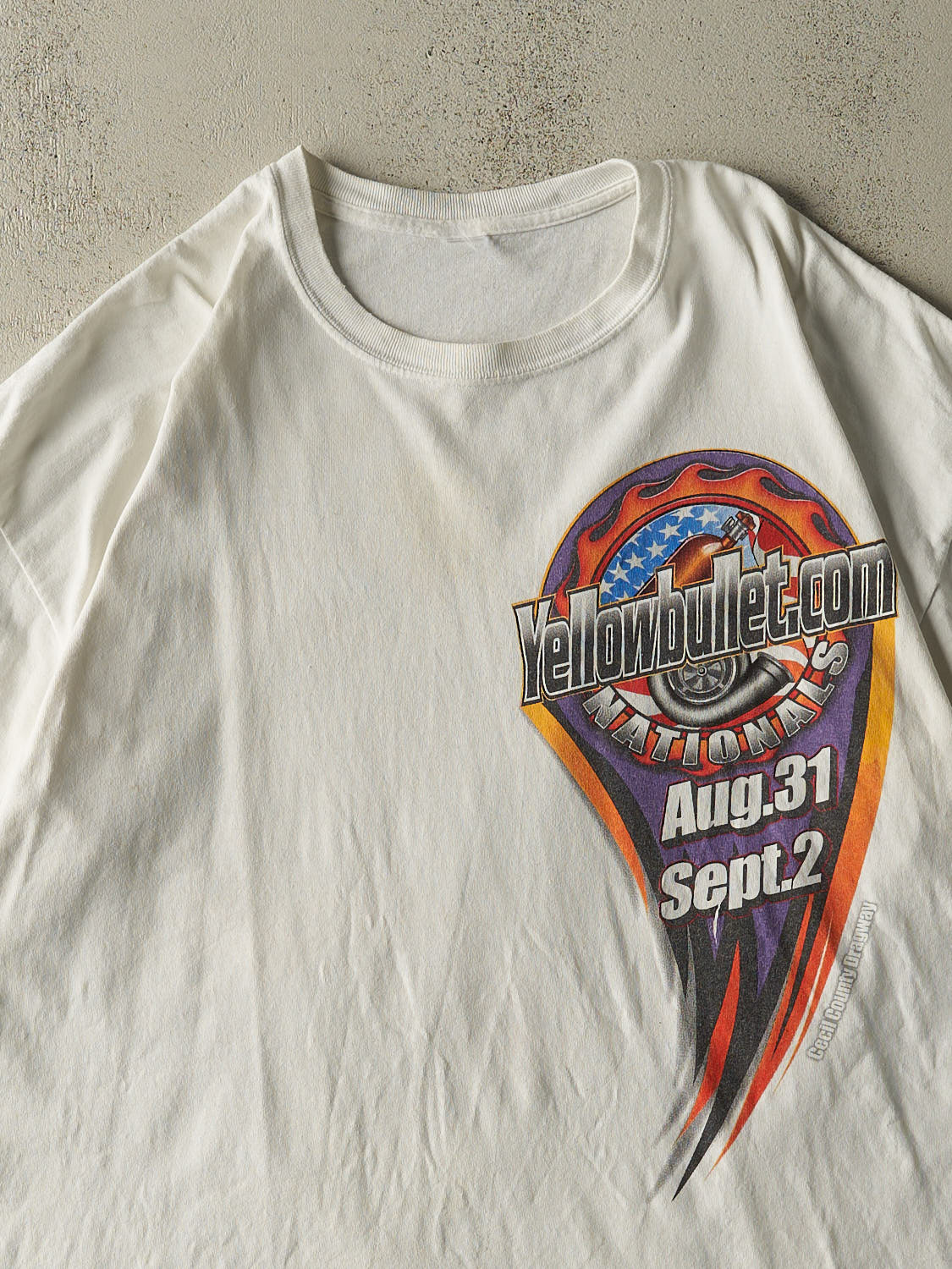 Vintage Y2K White Yellow Bullet Nationals Racing Tee (XL/XXL)