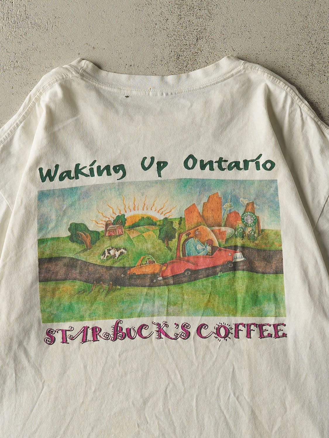 Vintage 90s White Starbucks Coffee Tee (XL)