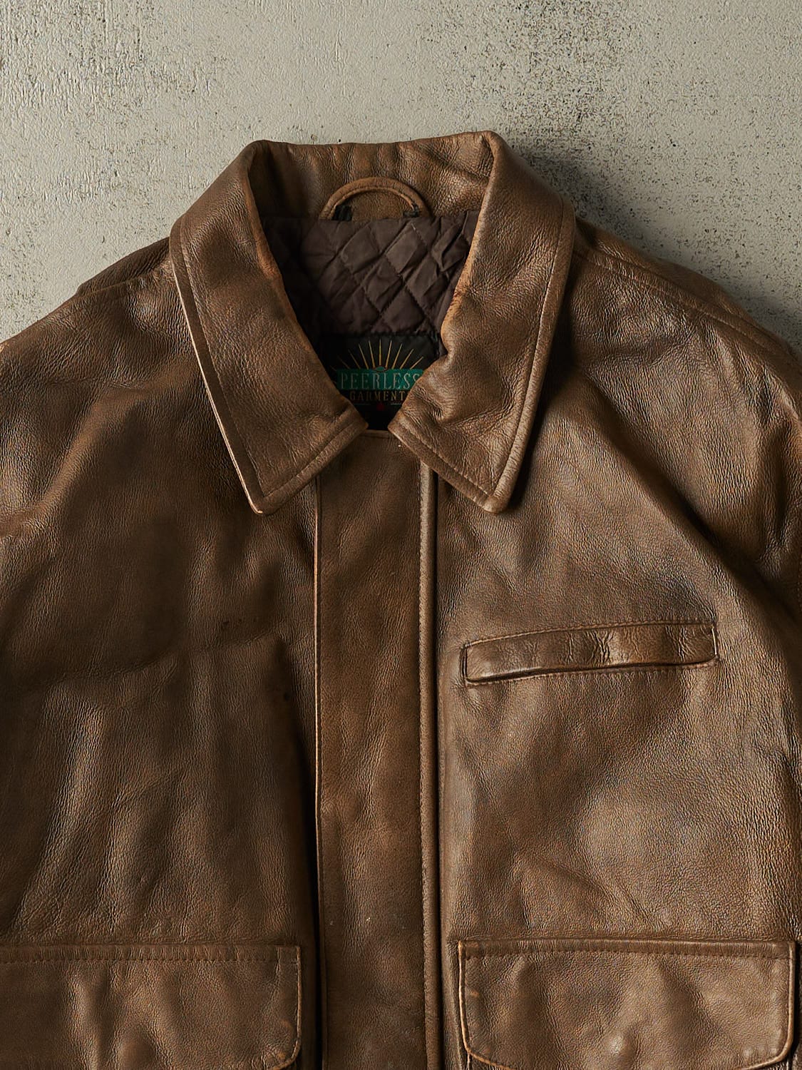 Vintage 90s Brown Leather Aviator Jacket (XL)