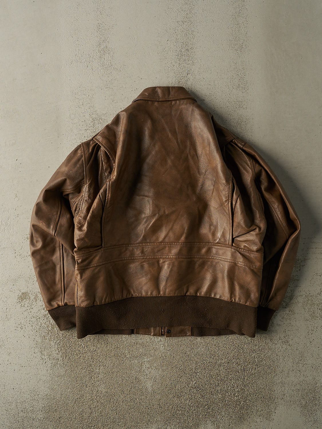 Vintage 90s Brown Leather Aviator Jacket (XL)