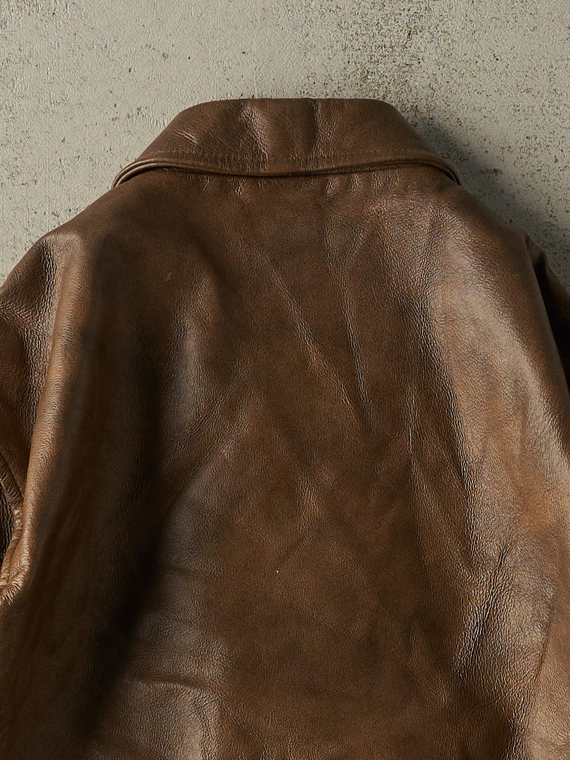 Vintage 90s Brown Leather Aviator Jacket (XL)