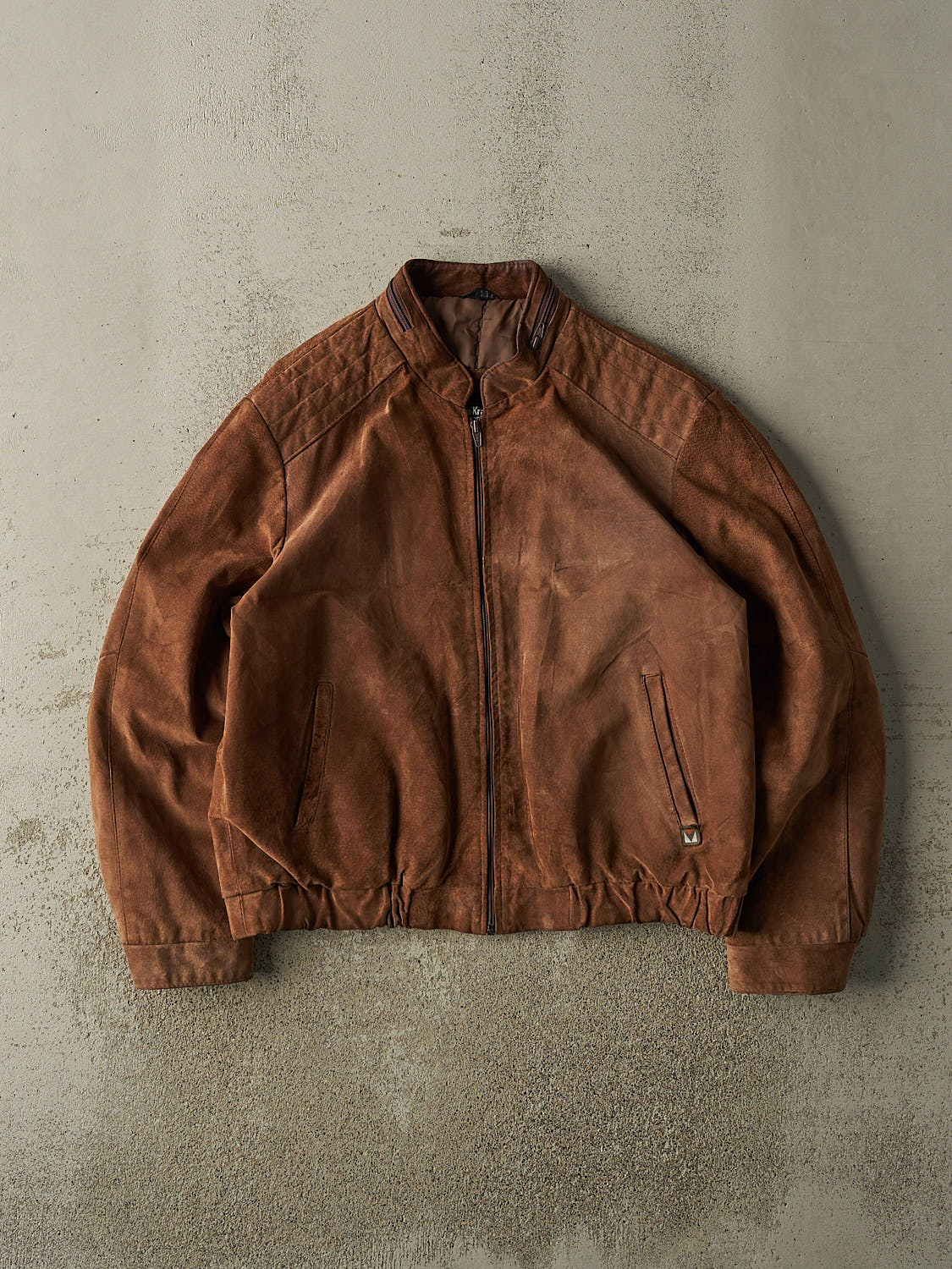 Vintage 90s Brown Suede Bomber Jacket (S/M)