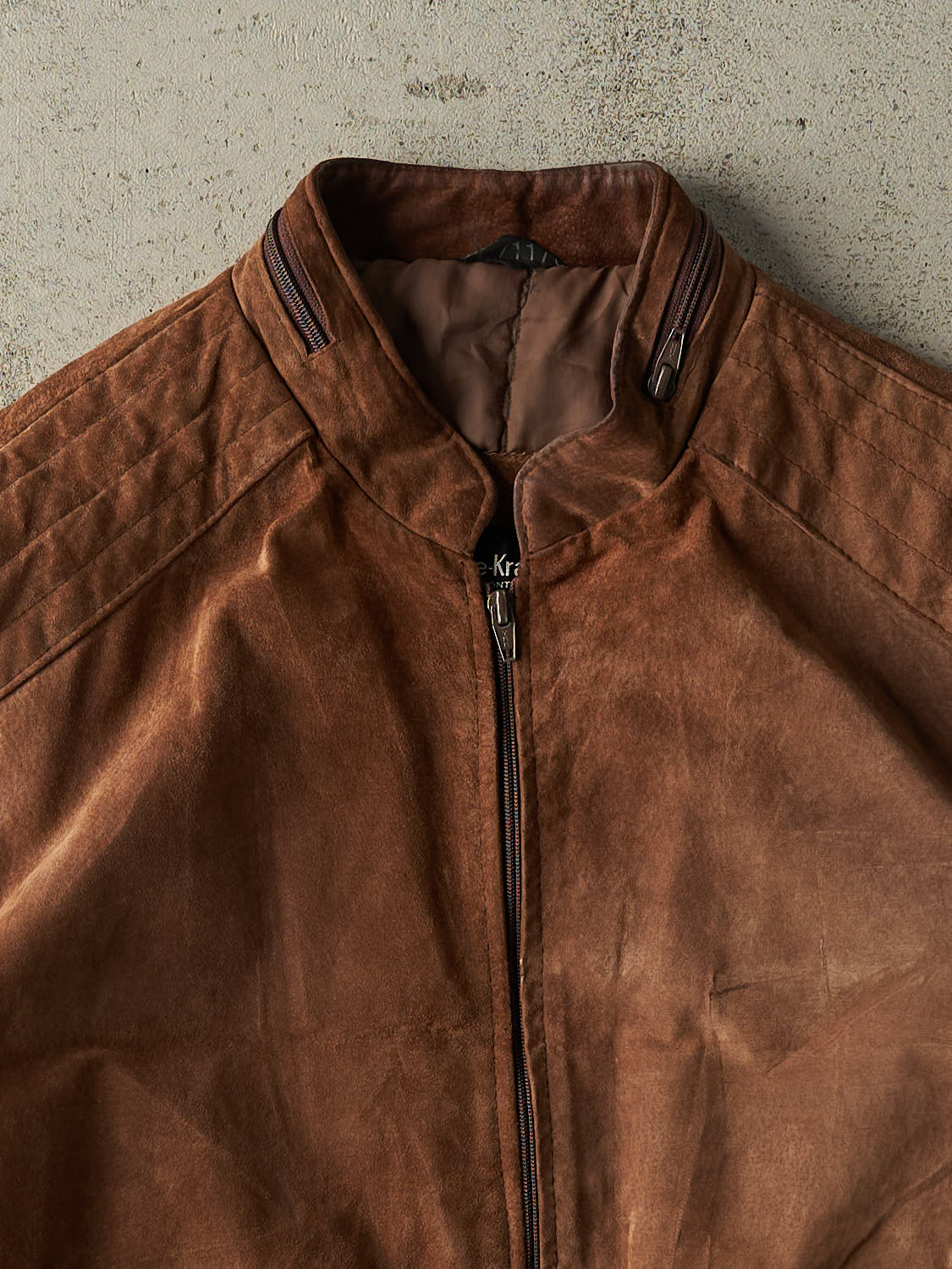 Vintage 90s Brown Suede Bomber Jacket (S/M)
