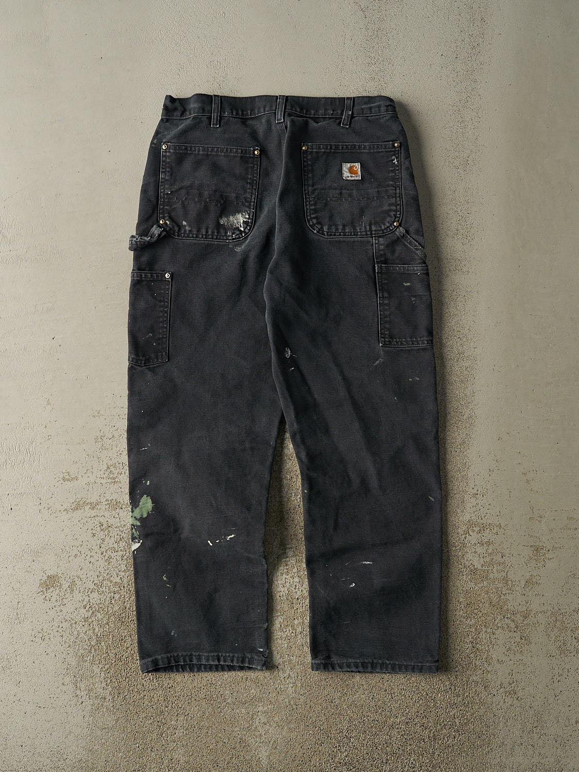 Vintage 90s Faded Black Carhartt Double Knee Carpenter Pants (33x29)