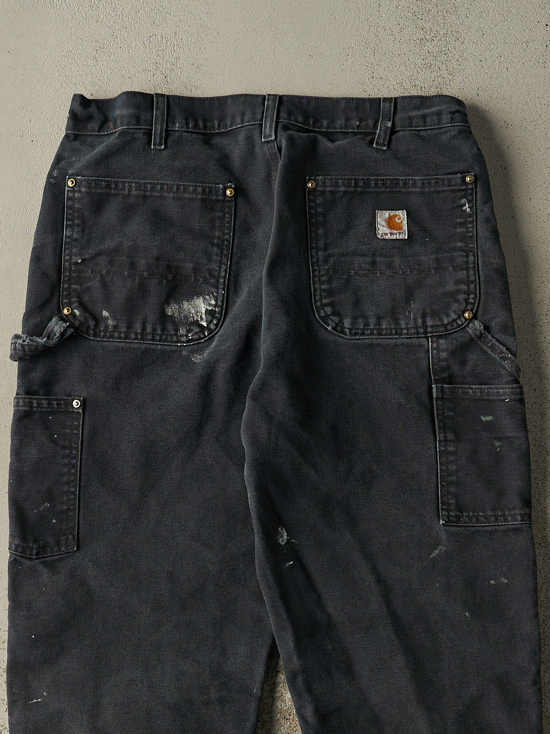 Vintage 90s Faded Black Carhartt Double Knee Carpenter Pants (33x29)