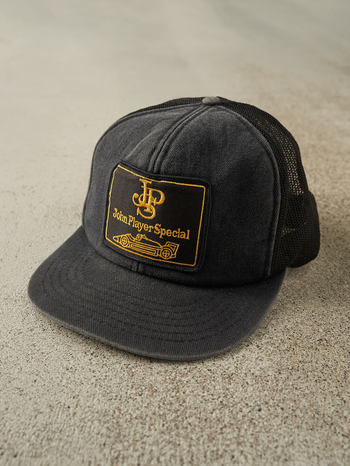 Vintage 80s Faded Black John Player Special Embroidered Foam Trucker Hat (O/S)