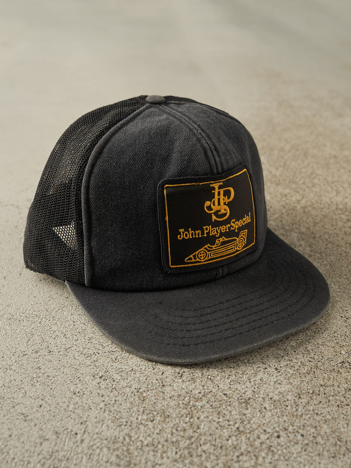 Vintage 80s Faded Black John Player Special Embroidered Foam Trucker Hat (O/S)