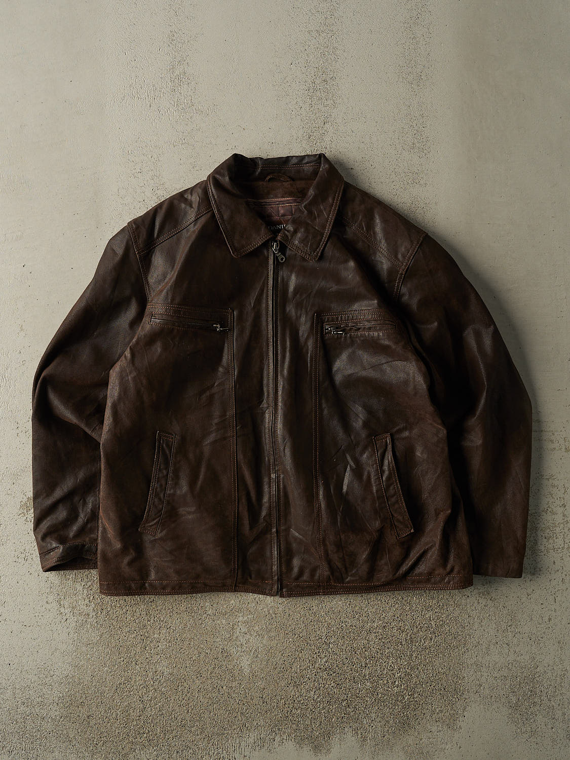 Vintage Y2K Brown Danier Suede Leather Jacket (XXL)
