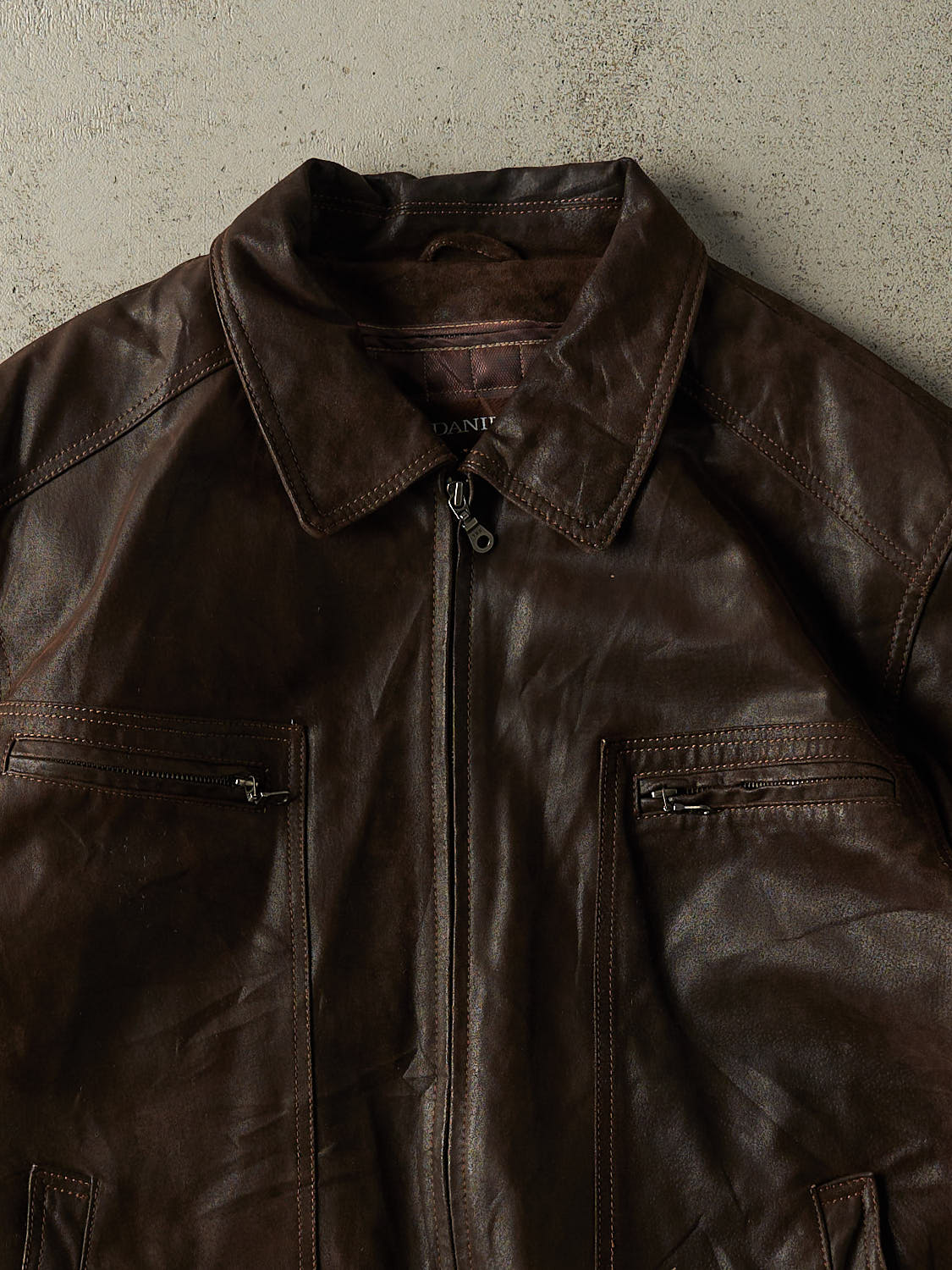 Vintage Y2K Brown Danier Suede Leather Jacket (XXL)