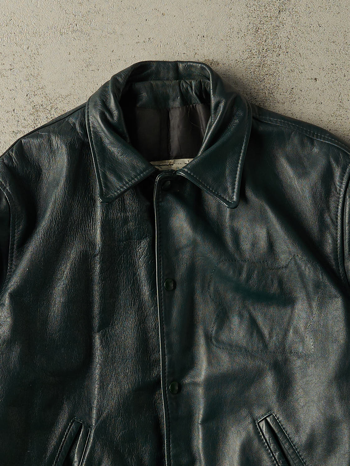 Vintage 80s Green Leather Varsity Jacket (M/L)