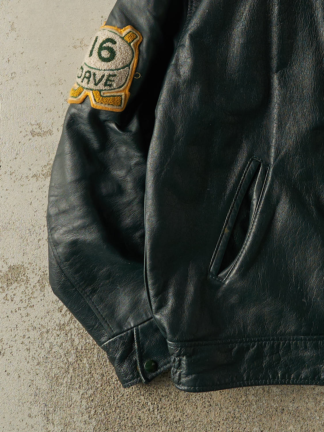 Vintage 80s Green Leather Varsity Jacket (M/L)