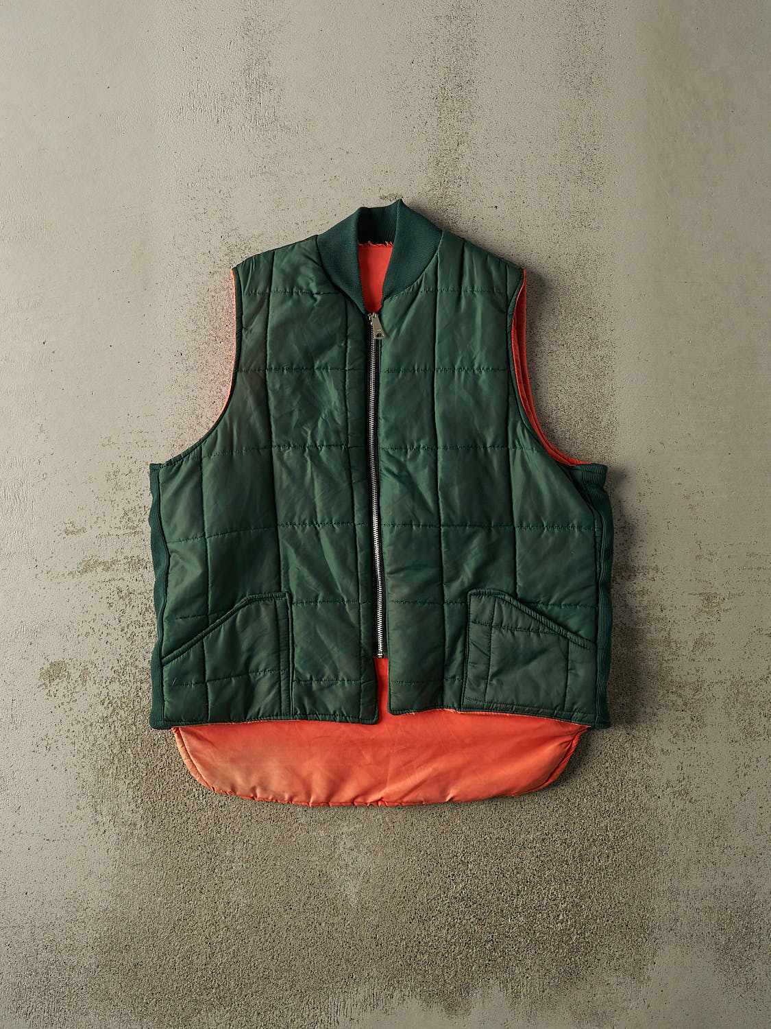 Vintage 80s Green Puffer Reversible Vest (L/XL)