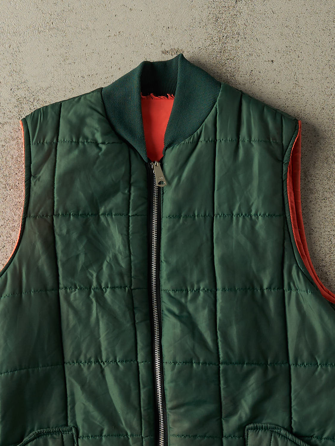 Vintage 80s Green Puffer Reversible Vest (L/XL)