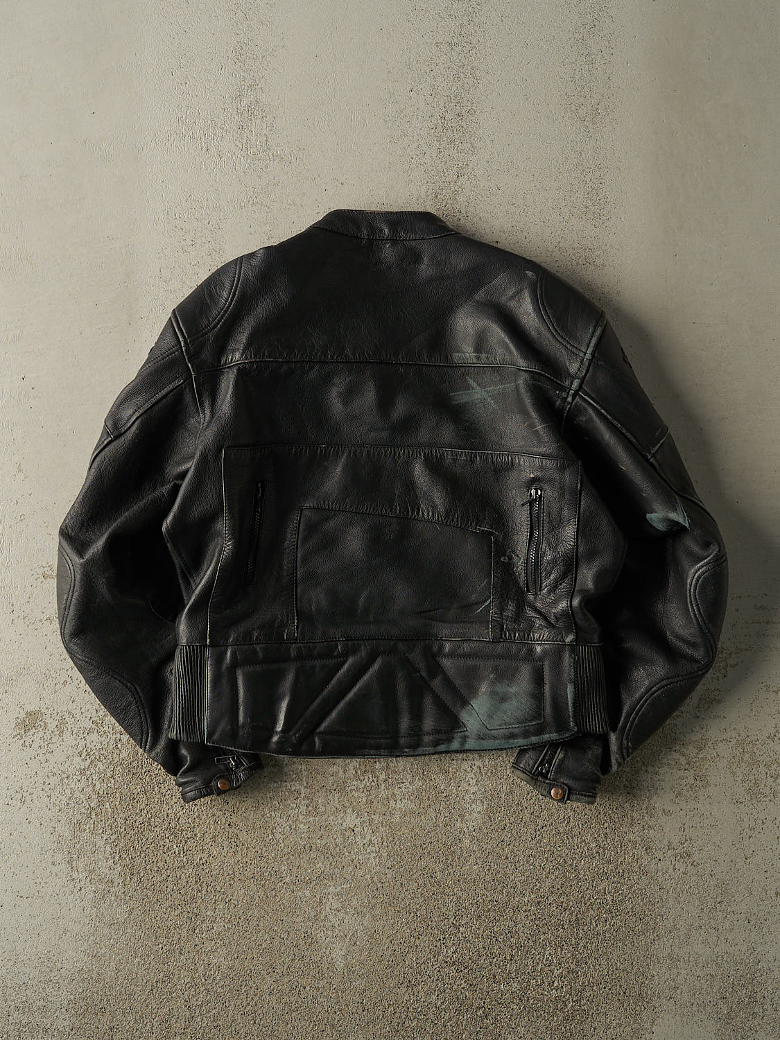Vintage 90s Black Racer Biker Leather Jacket (M)