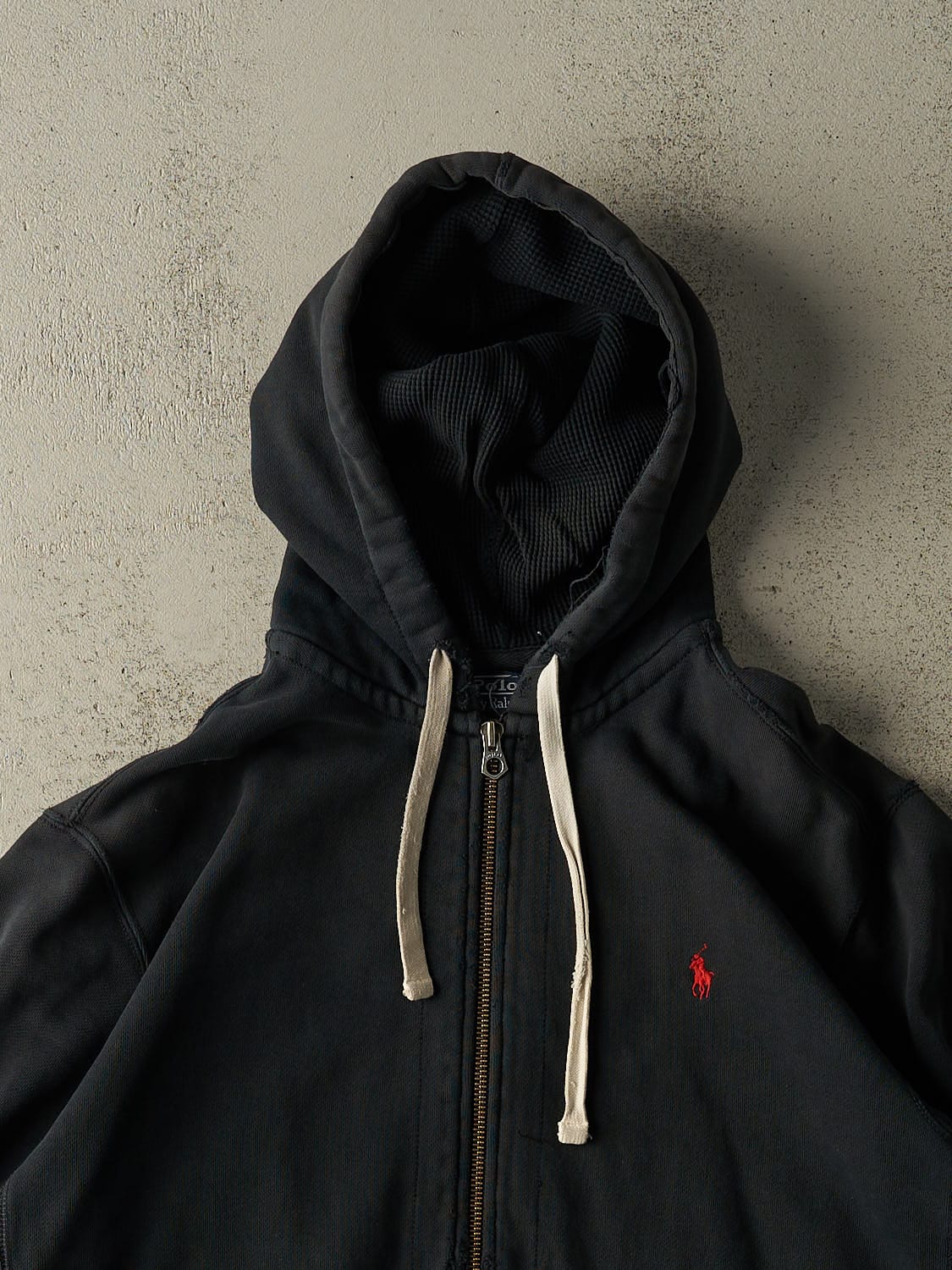 Vintage 90s Black Polo Zip Up Hoodie (XL)