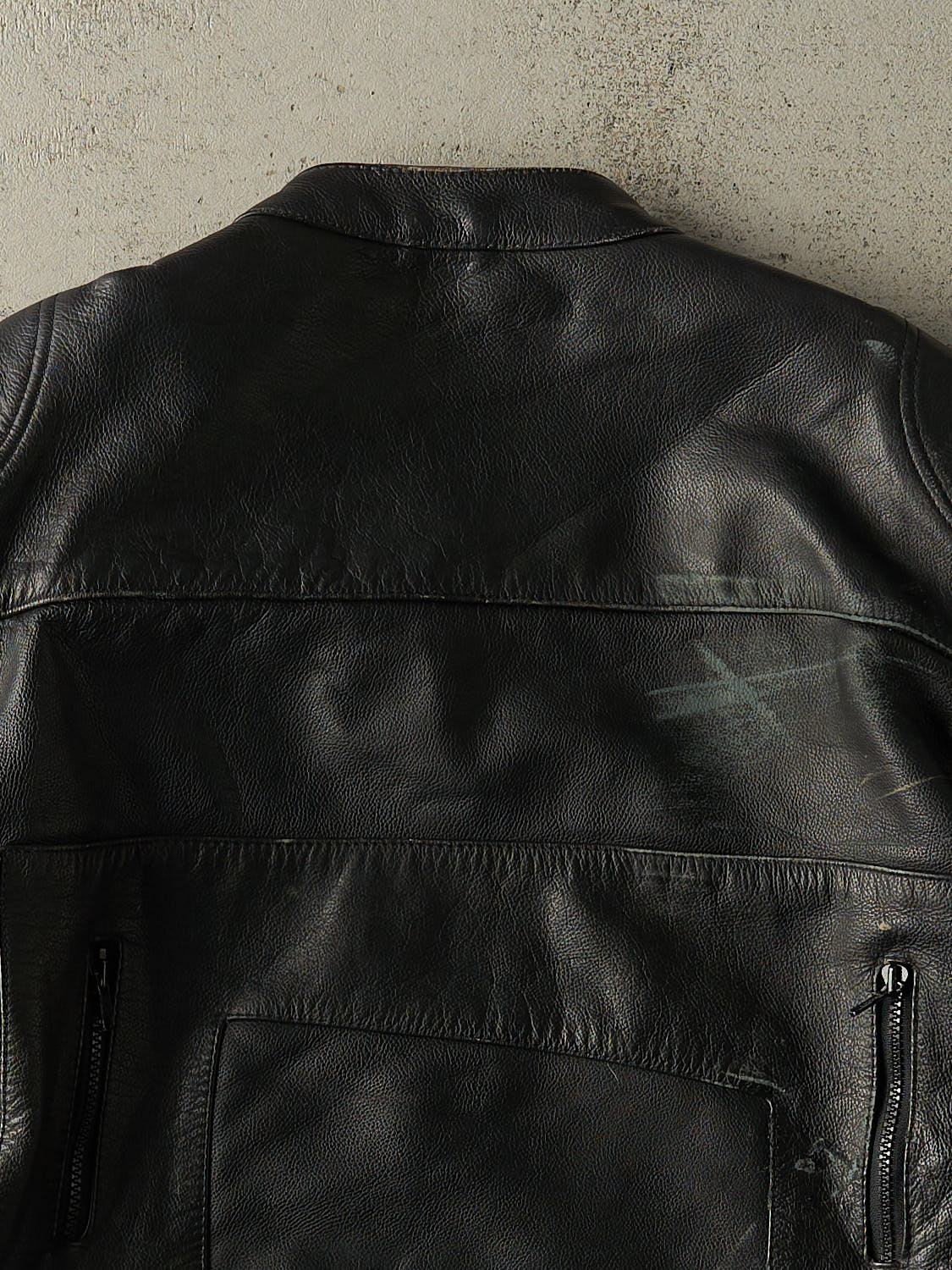 Vintage 90s Black Racer Biker Leather Jacket (M)