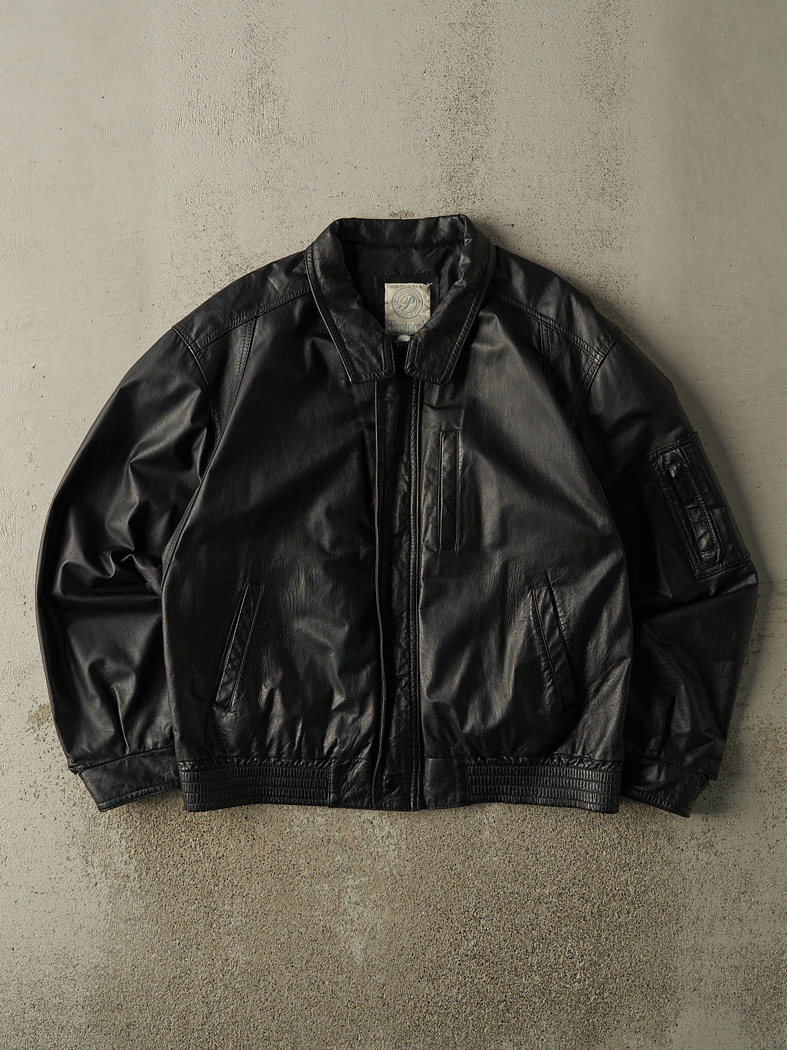 Vintage 90s Black Leather Bomber Jacket (L/XL)