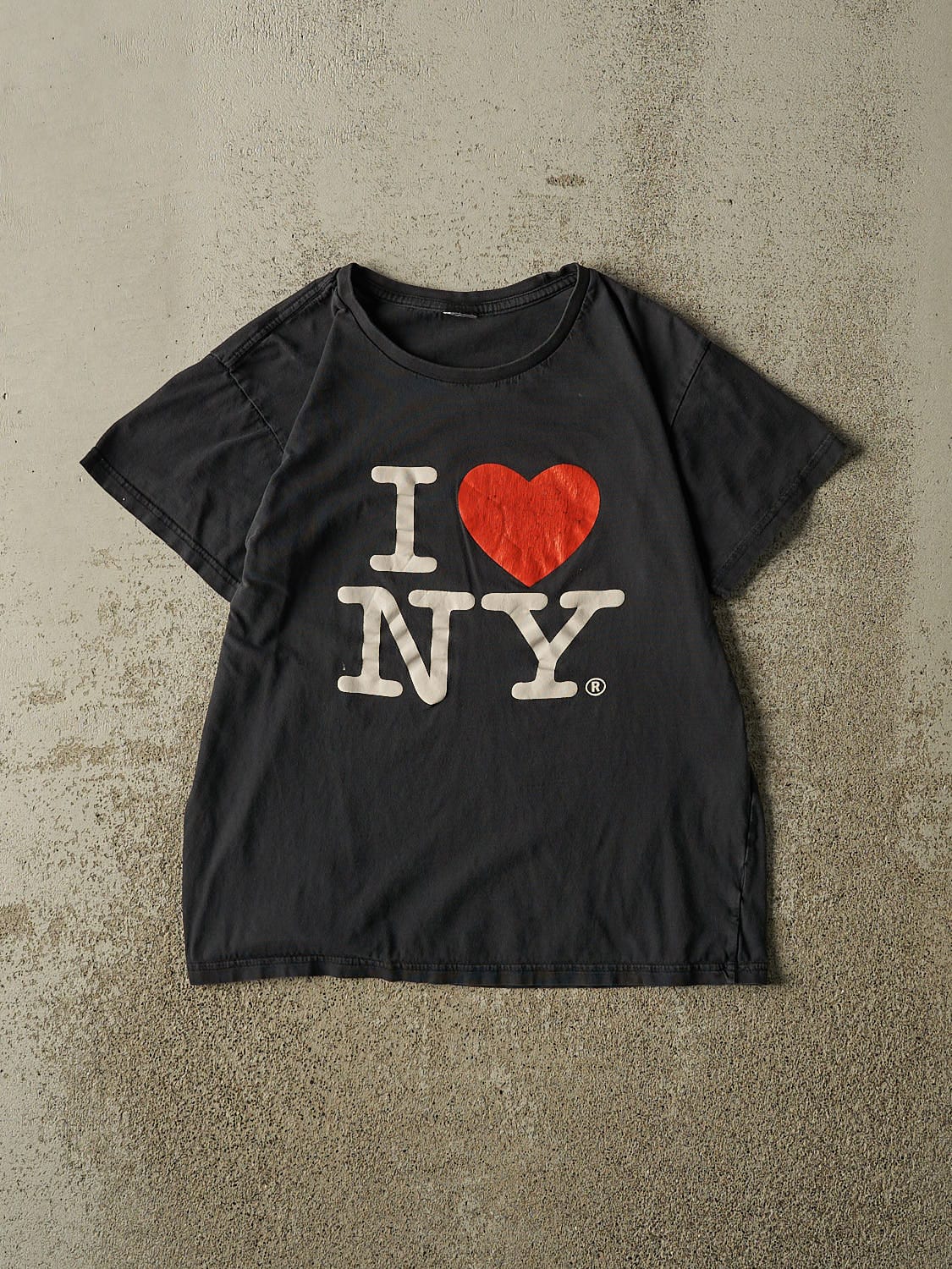 Vintage Y2K Faded Black "I LOVE NY" Baby Tee (XS/S)