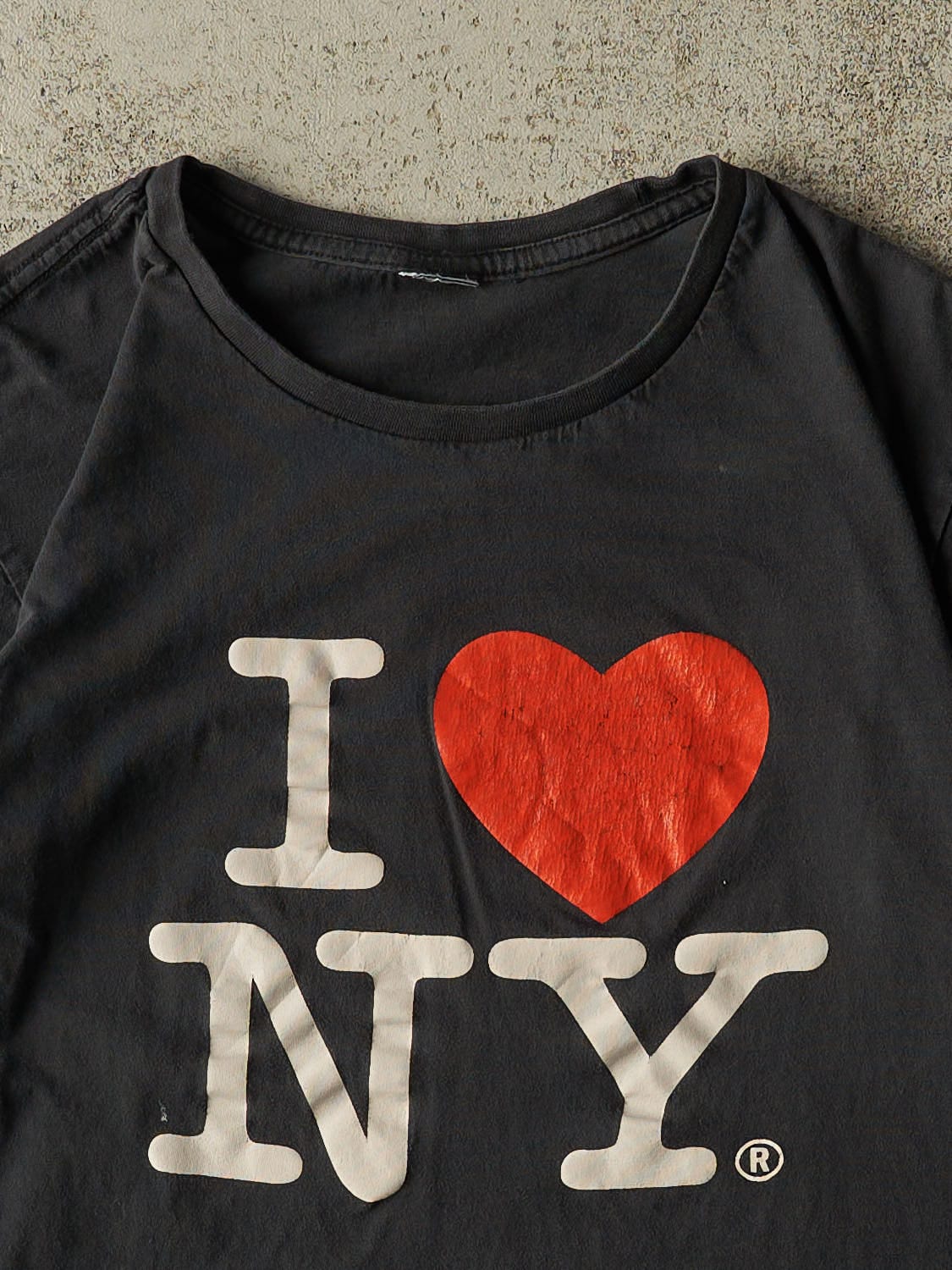 Vintage Y2K Faded Black "I LOVE NY" Baby Tee (XS/S)