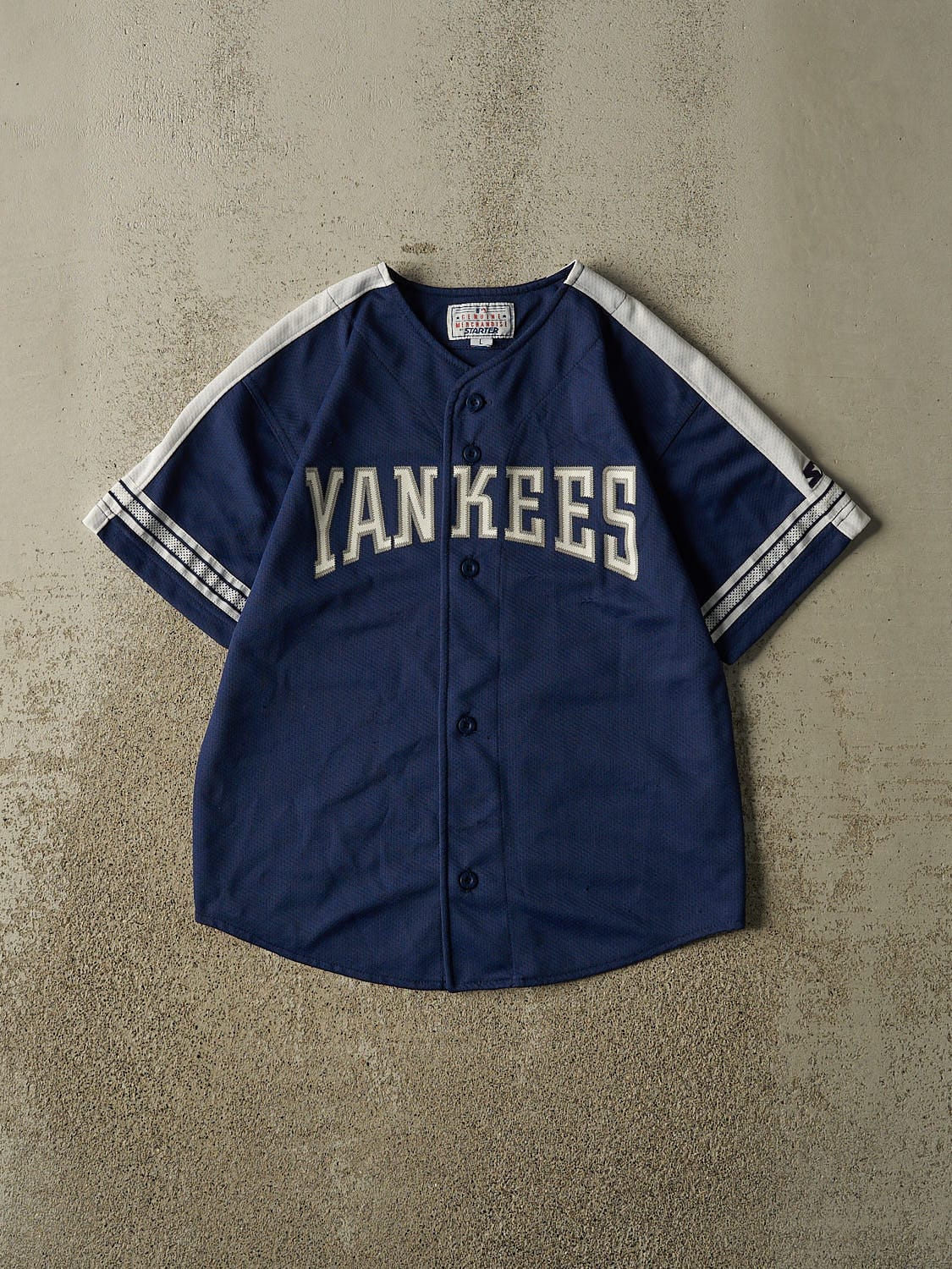 Vintage 90s Navy Blue New York Yankees Baseball Jersey (S/M)