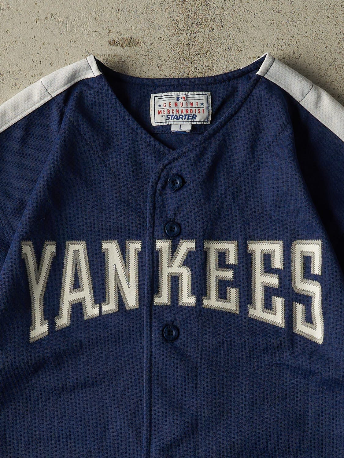Vintage 90s Navy Blue New York Yankees Baseball Jersey (S/M)