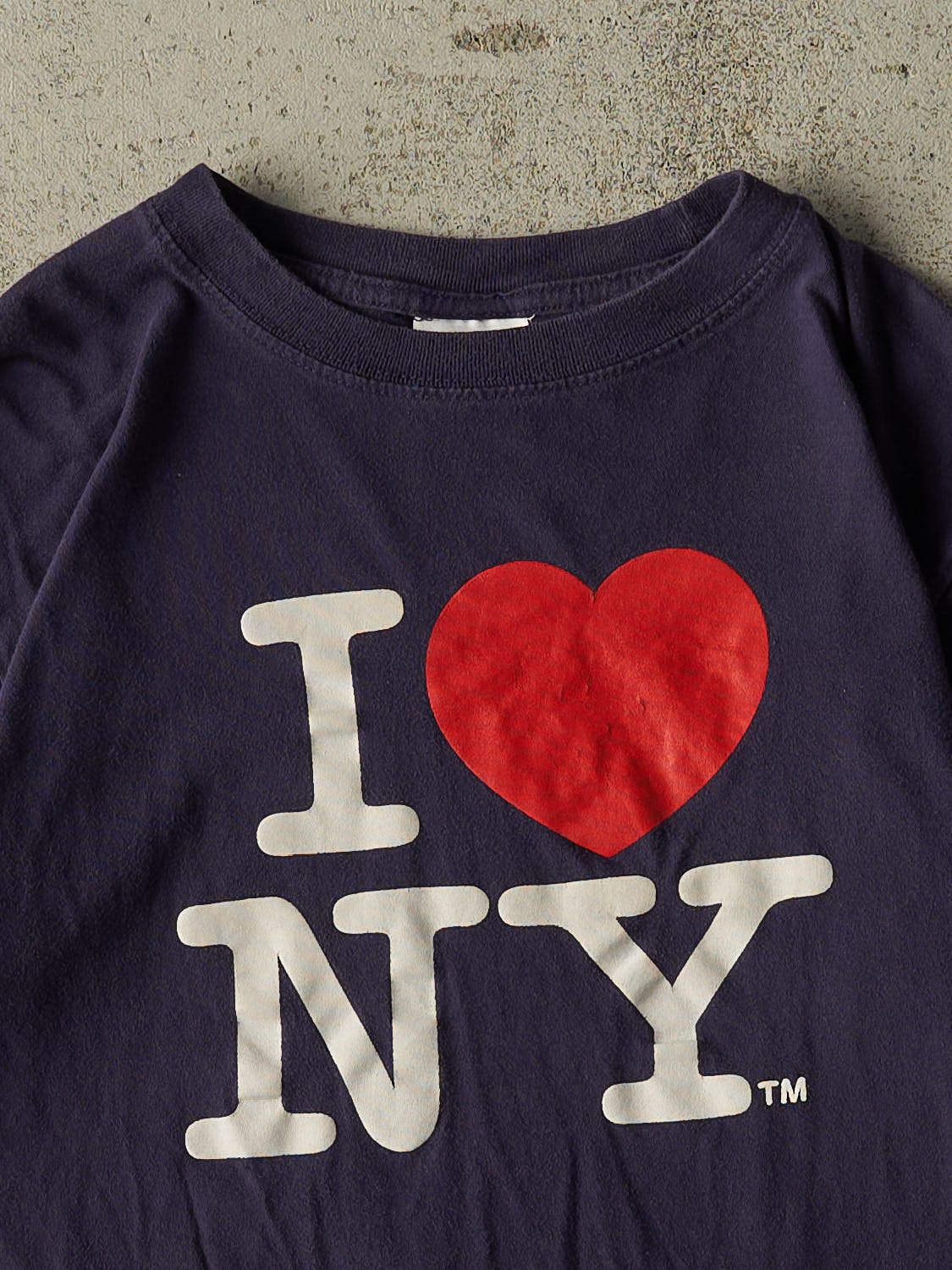 Vintage Y2K Navy Blue "I LOVE NY" Tee (XS/S)