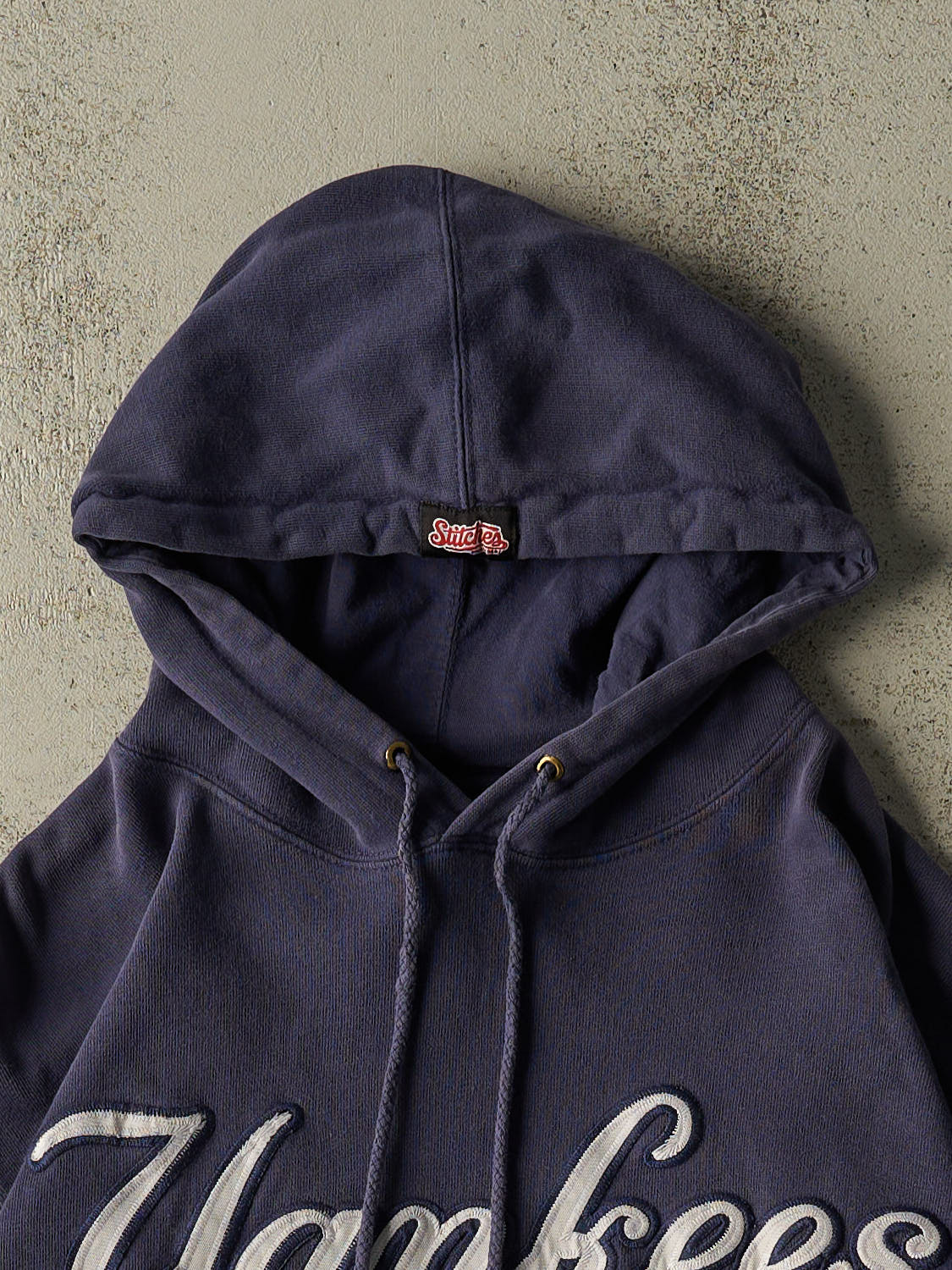 Vintage 90s Navy Blue New York Yankees Embroidered Hoodie (L/XL)