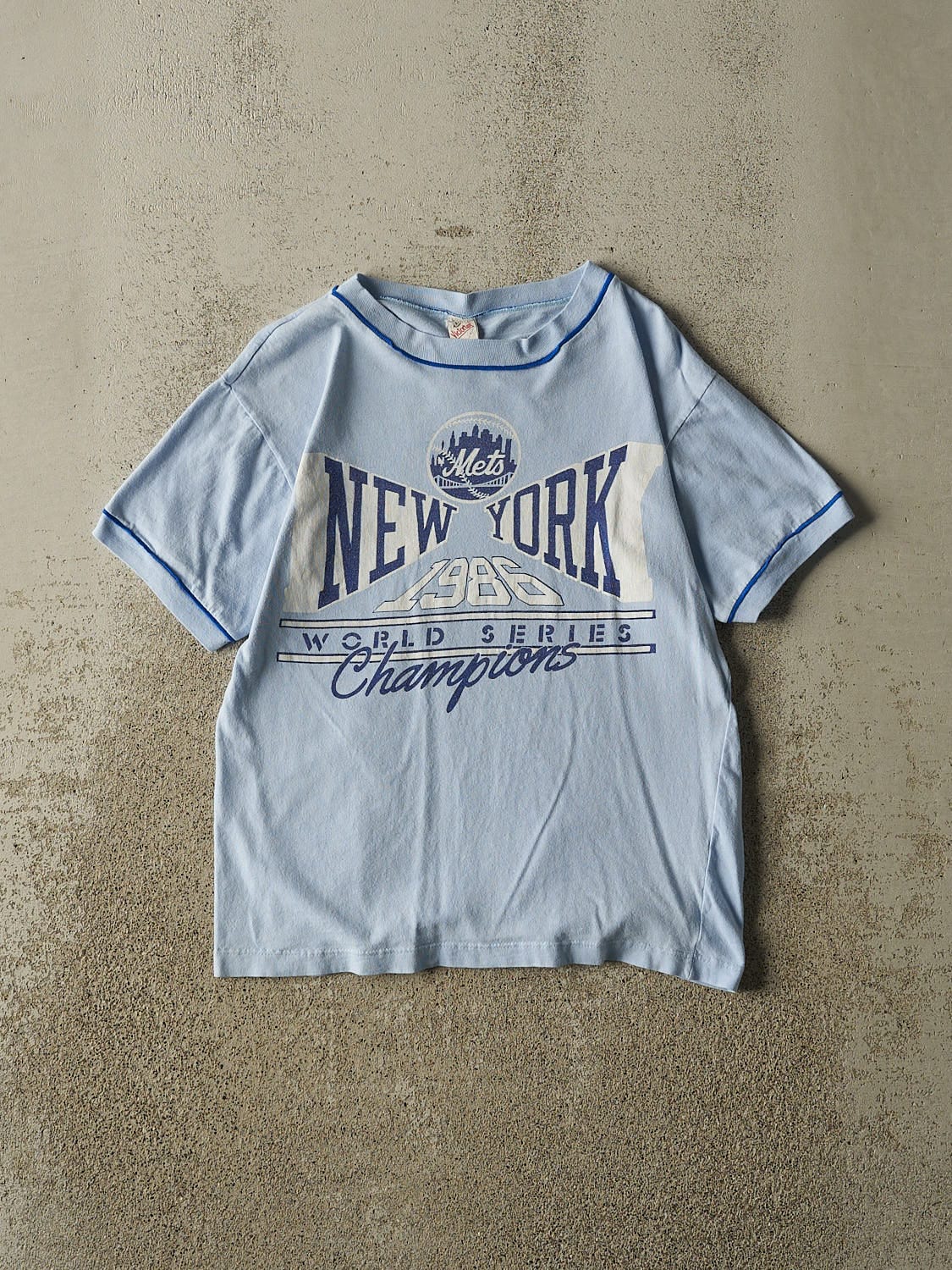Vintage 86' RARE Baby Blue New York Mets World Series Champions Tee (XS/S)