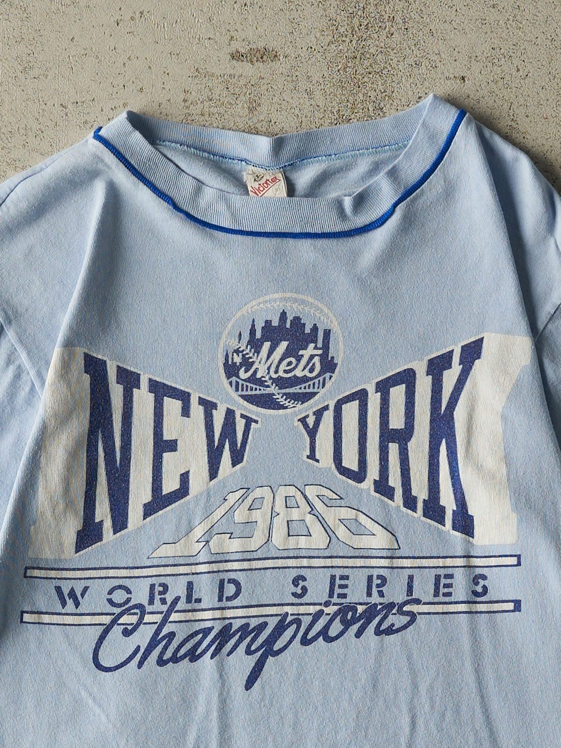 Vintage 86' RARE Baby Blue New York Mets World Series Champions Tee (XS/S)