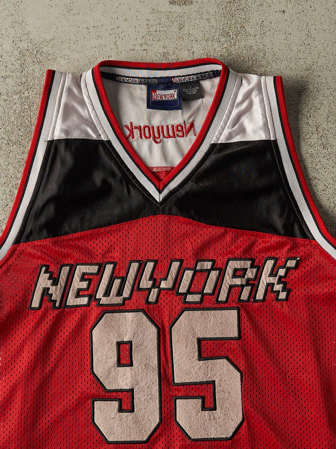 Vintage Y2K Red New York Cropped Basketball Jersey (S/M)