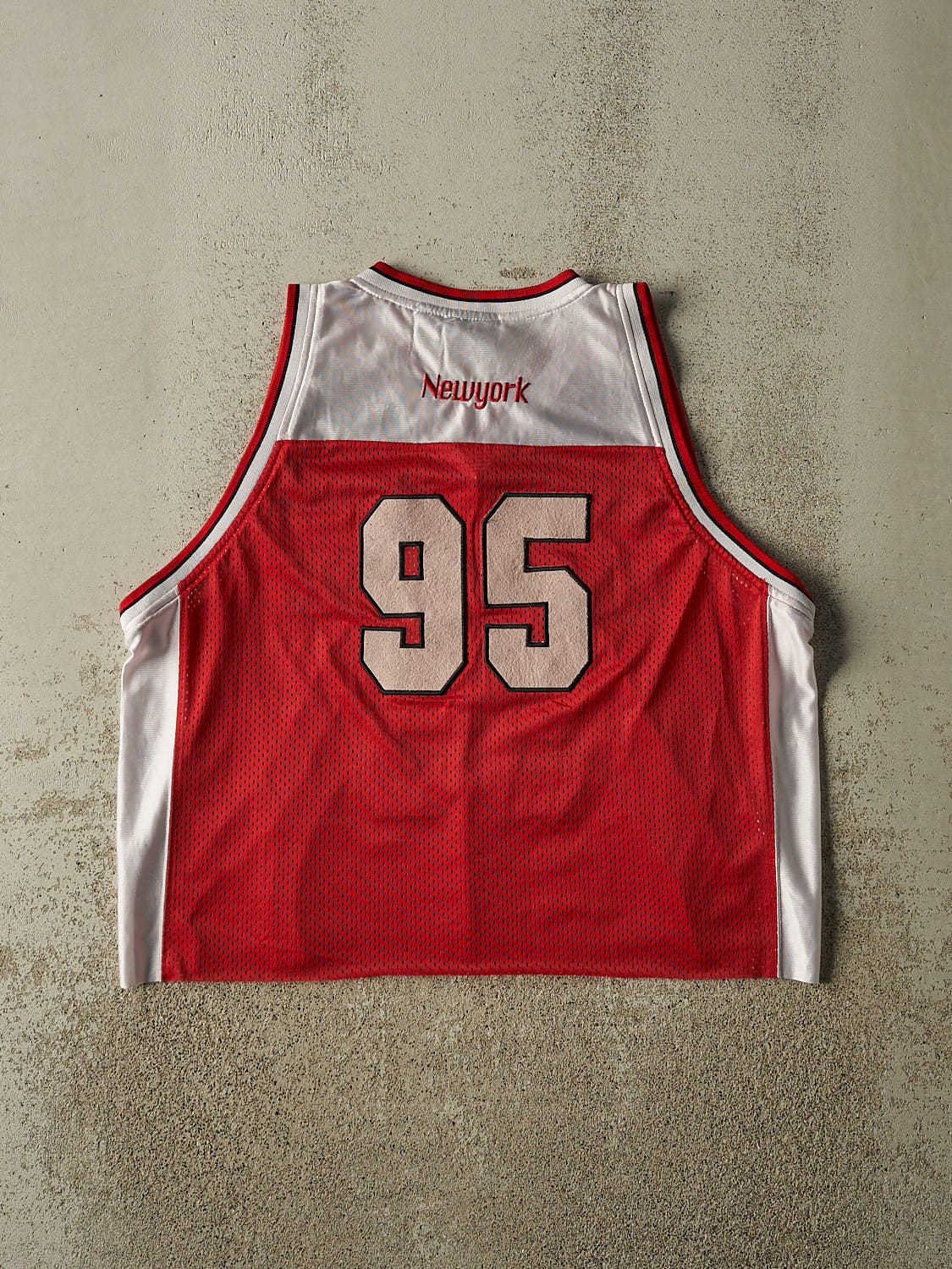 Vintage Y2K Red New York Cropped Basketball Jersey (S/M)