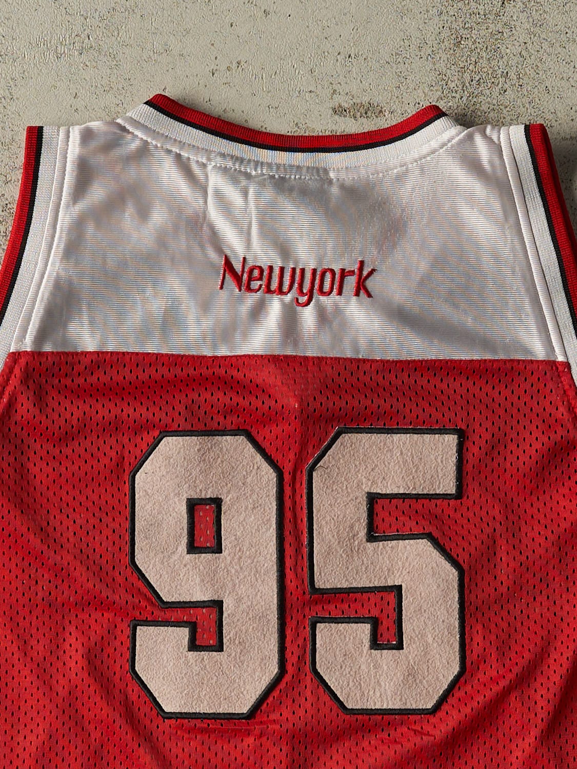 Vintage Y2K Red New York Cropped Basketball Jersey (S/M)