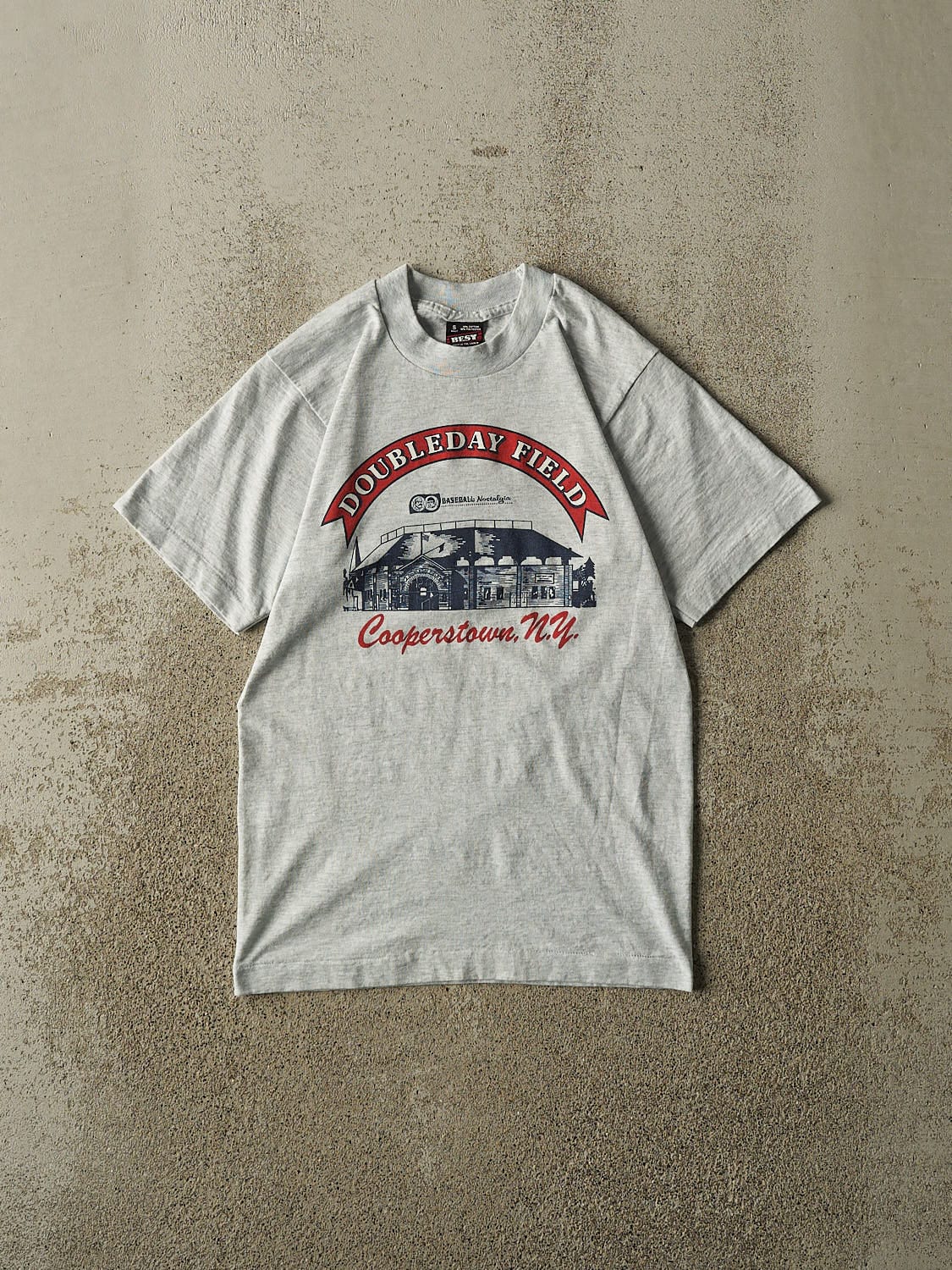 Vintage 80s Heather Grey Cooperstown New York Single Stitch Tee (XXXS/XXS)
