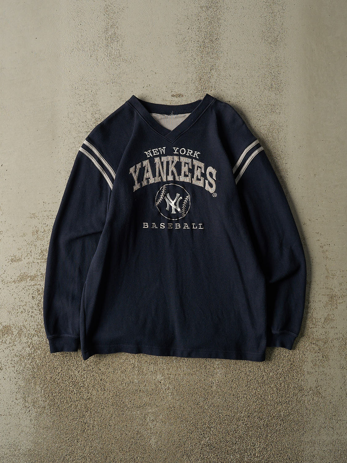 Vintage 90s Navy Blue New York Yankees Thermal Long Sleeve (S/M)