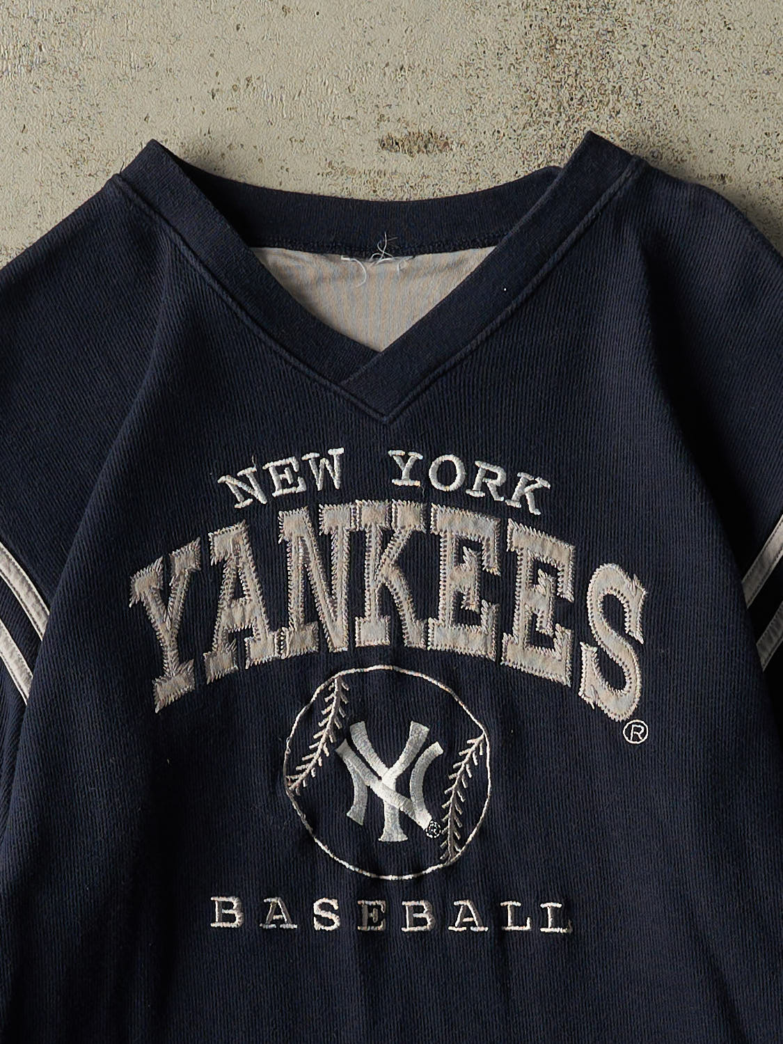 Vintage 90s Navy Blue New York Yankees Thermal Long Sleeve (S/M)