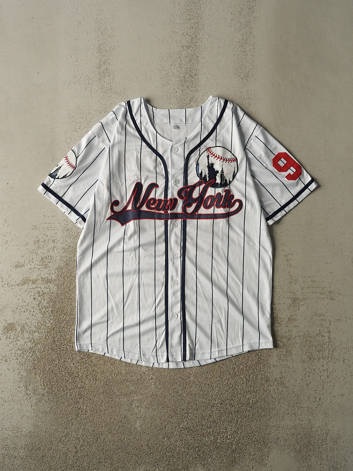 Vintage 90s White New York Baseball Jersey (XL/XXL)