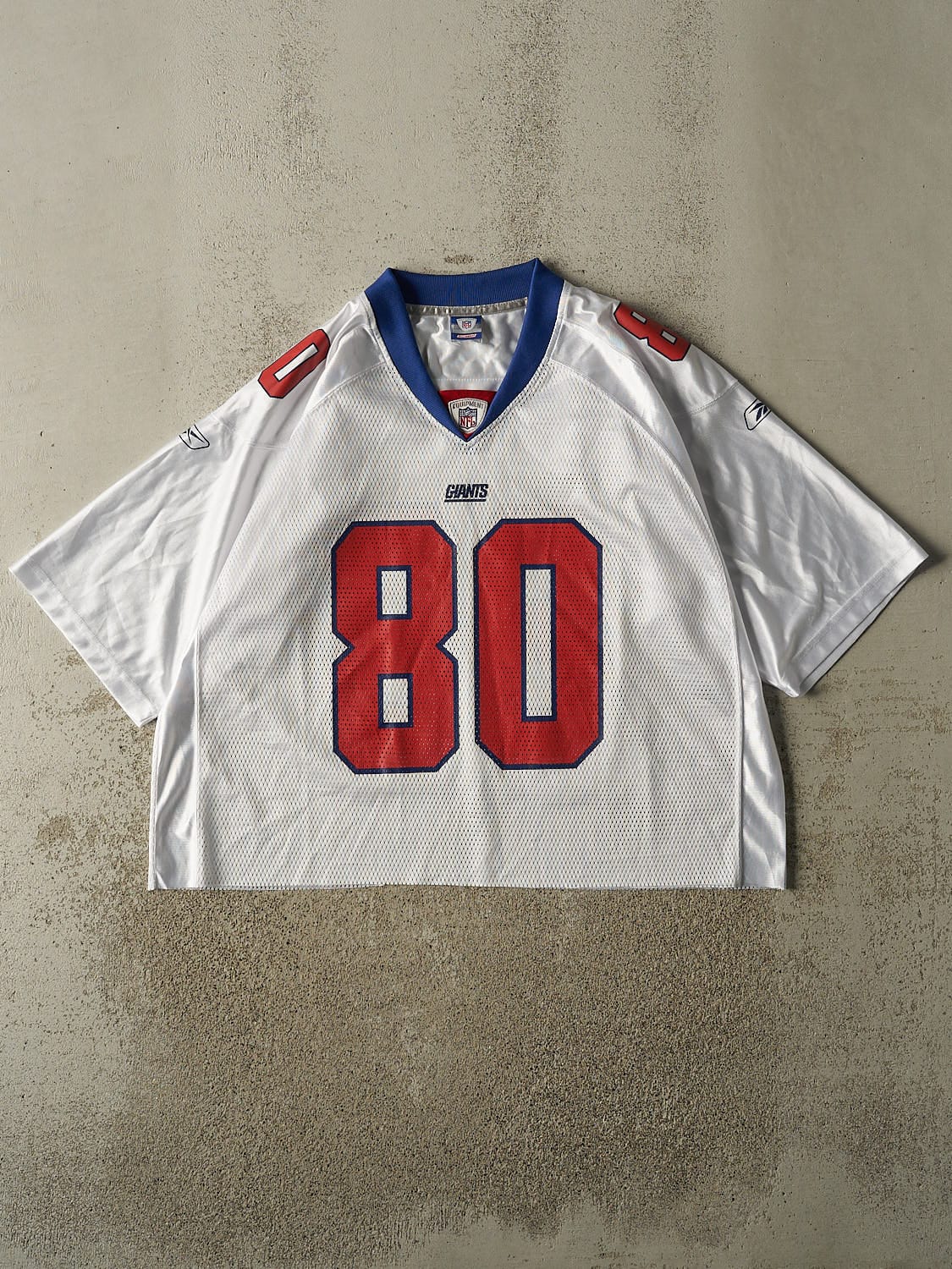 Vintage Y2K White New York Giants #80 Shockey Cropped Football Jersey (L/XL)