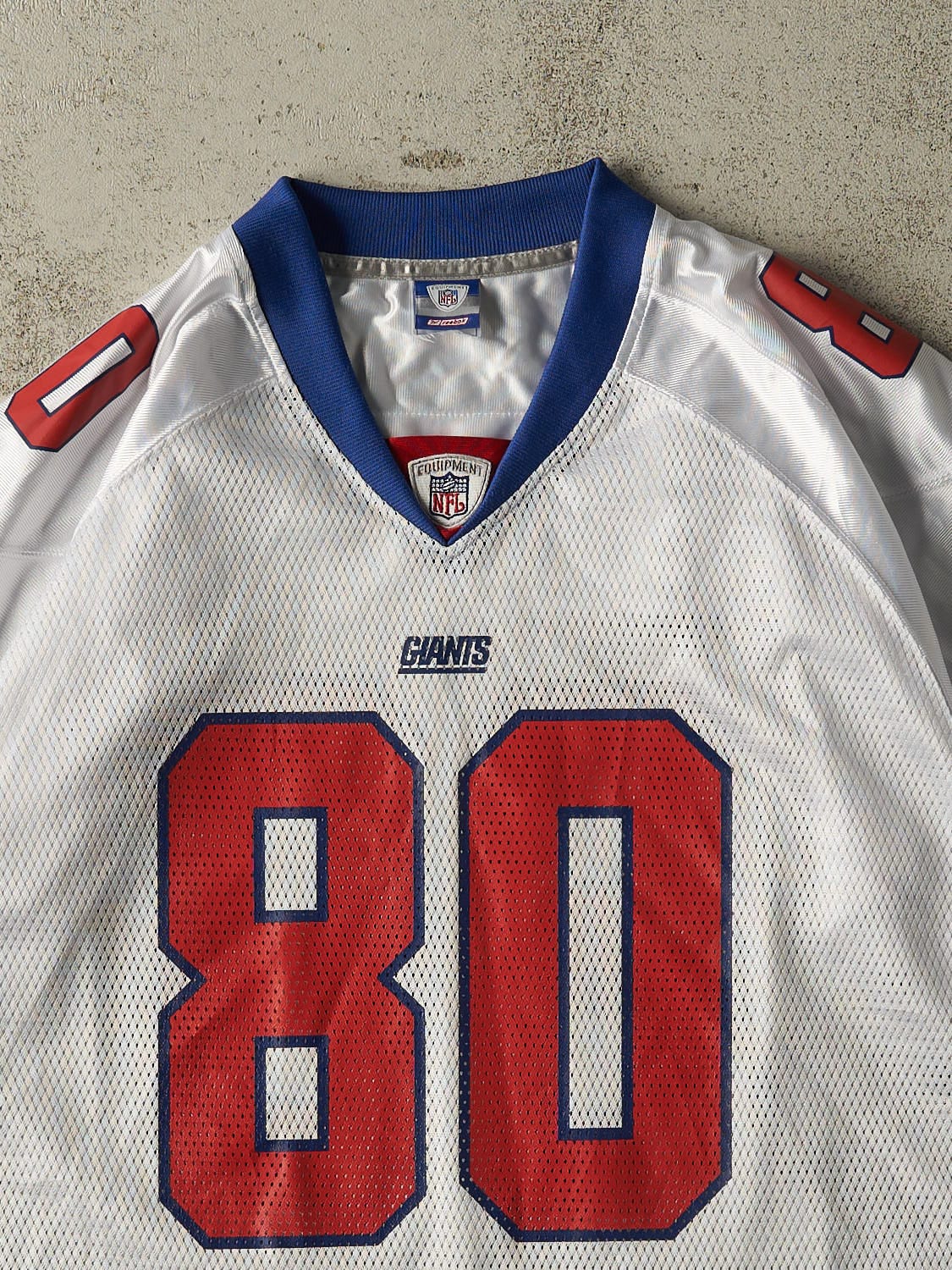 Vintage Y2K White New York Giants #80 Shockey Cropped Football Jersey (L/XL)