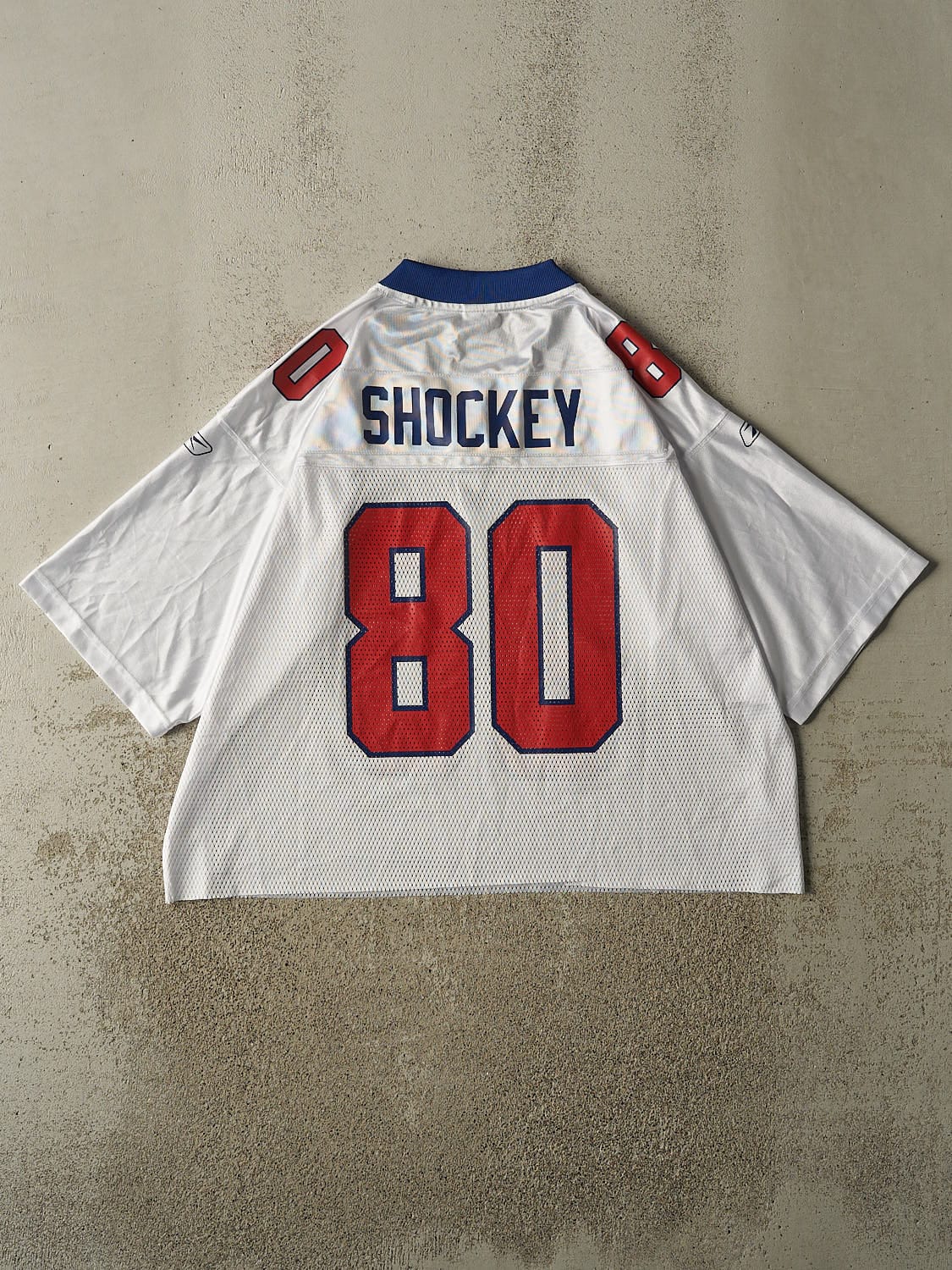 Vintage Y2K White New York Giants #80 Shockey Cropped Football Jersey (L/XL)