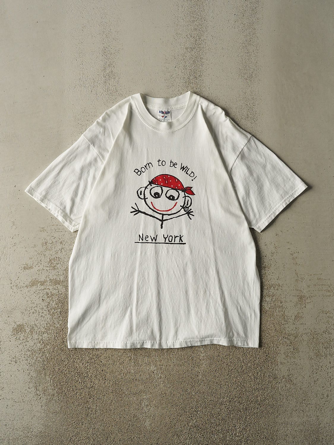 Vintage 90s White New York "Born To Be Wild" Tee (L/XL)