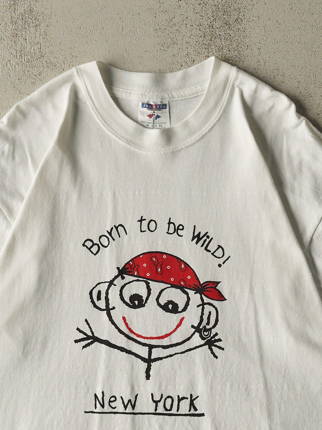 Vintage 90s White New York "Born To Be Wild" Tee (L/XL)