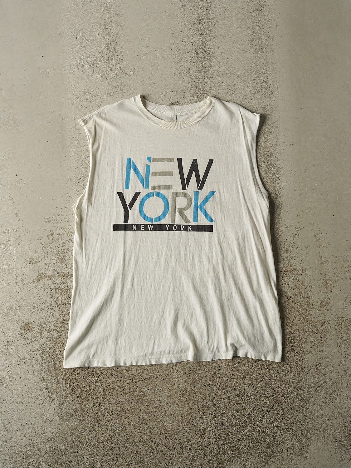 Vintage 90s White New York Cut Off Tank (L/XL)