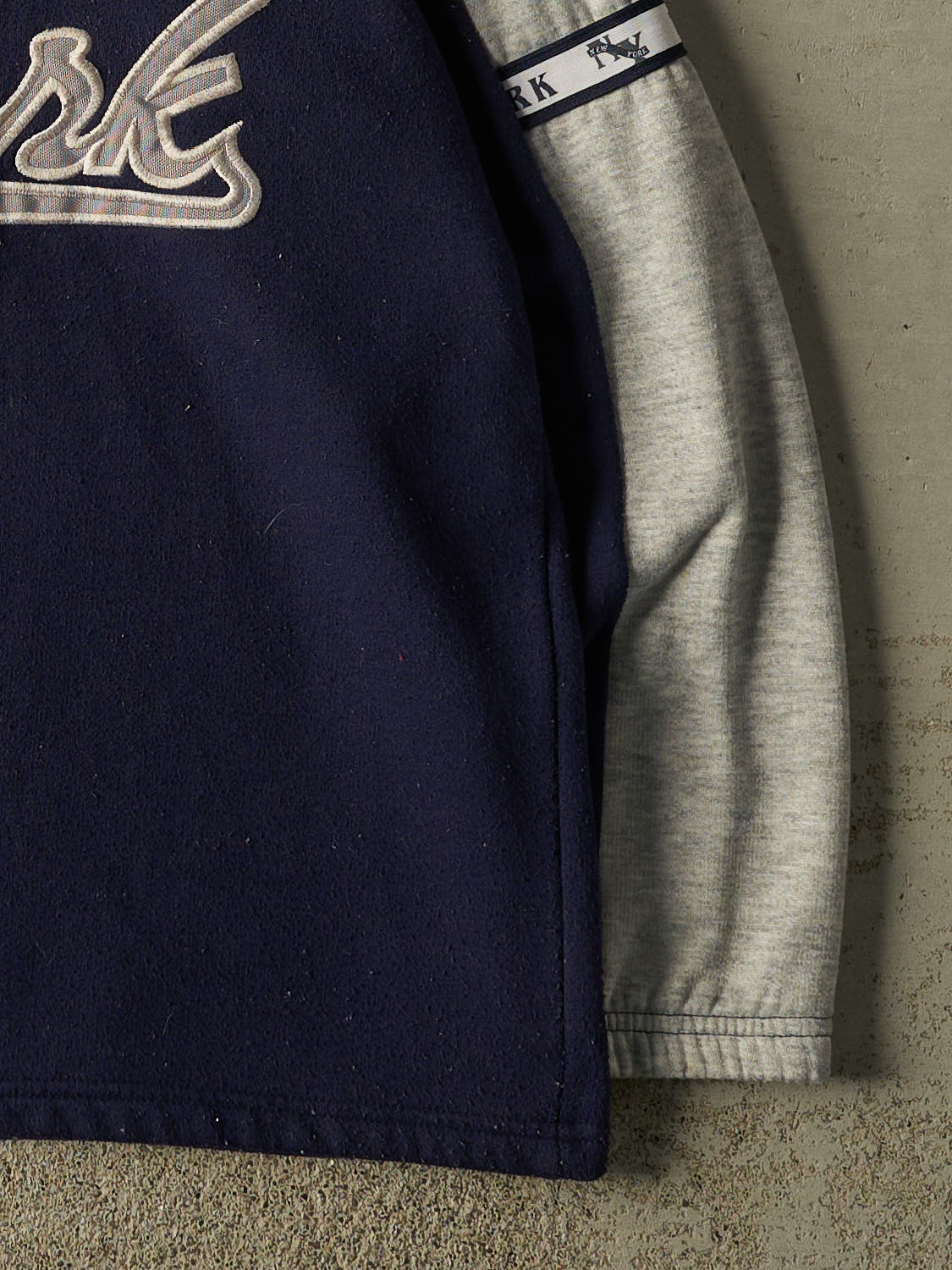 Vintage 90s Navy Blue New York Embroidered Quarter Zip Sweater (L/XL)