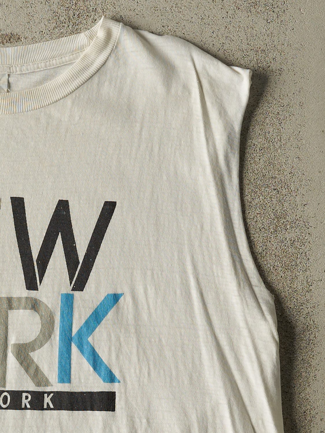 Vintage 90s White New York Cut Off Tank (L/XL)