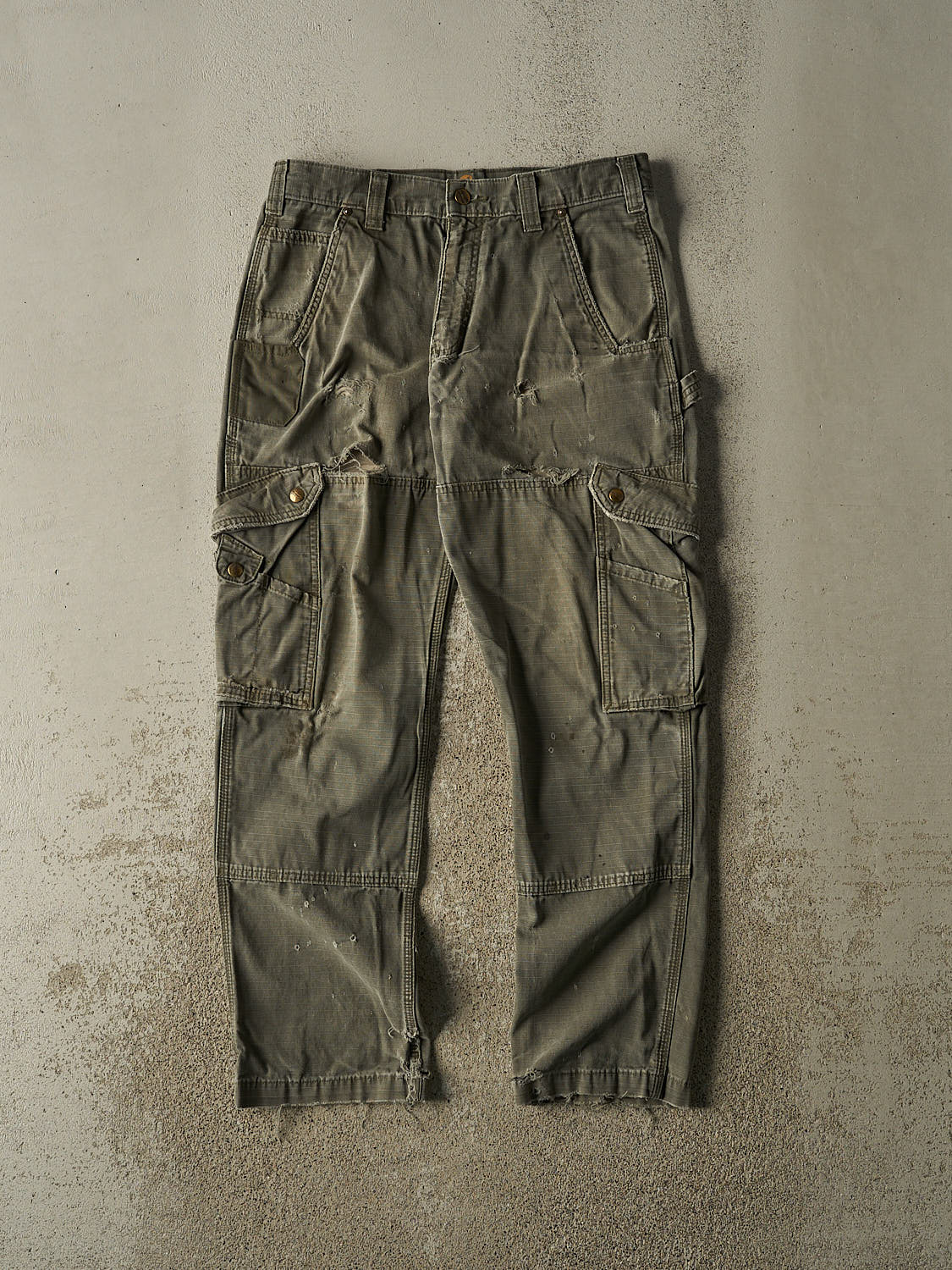 Vintage Y2K Green Carhartt Double Knee Carpenter Ripstop Pants (32x30.5)