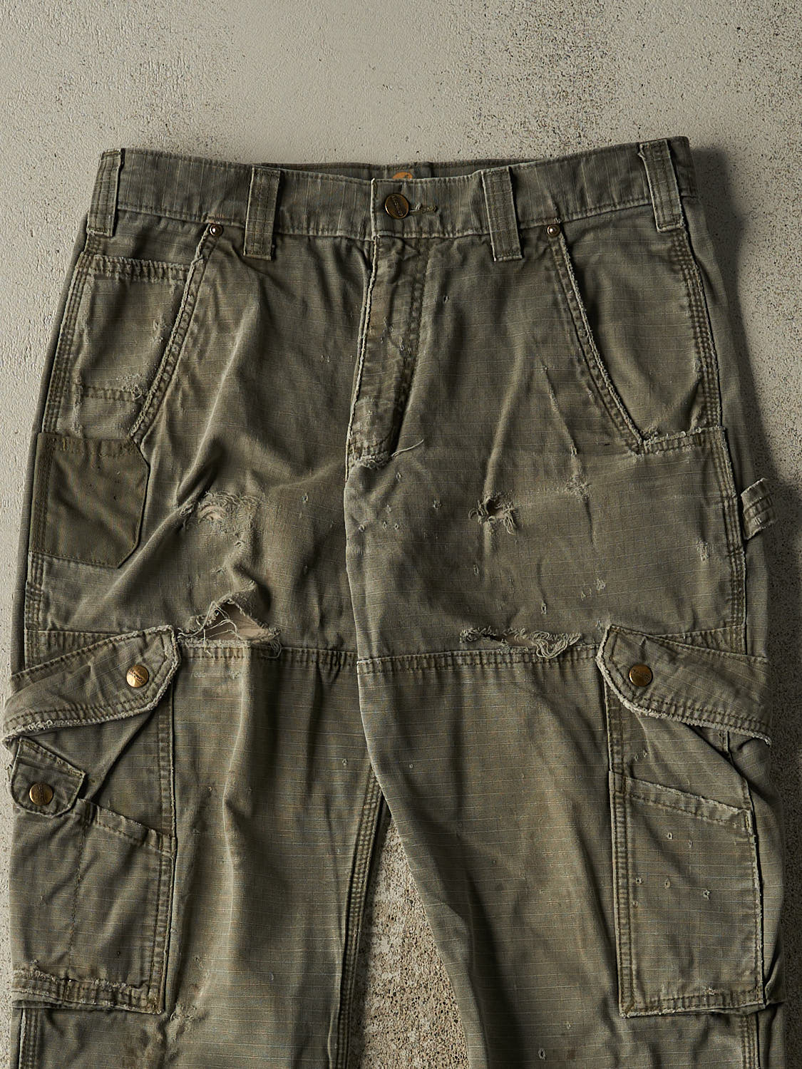 Vintage Y2K Green Carhartt Double Knee Carpenter Ripstop Pants (32x30.5)